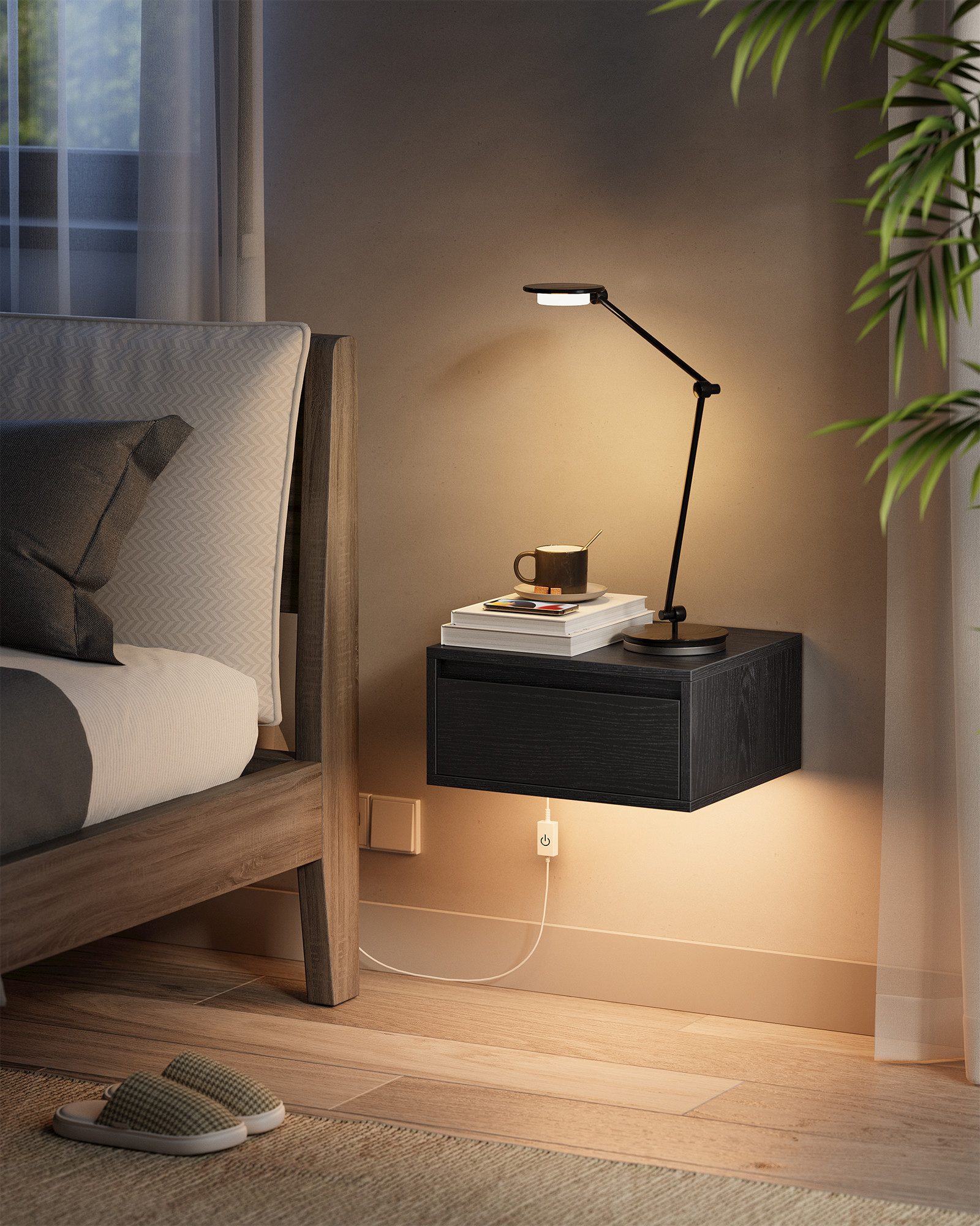 VASAGLE Nachttisch (2-St., 2er Set), hängend, Leuchte mit 3 Farben, schwebe günstig online kaufen