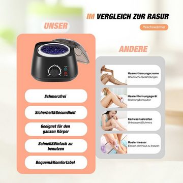 oyajia Haarentferner-Set Wachswärmer Wax Heater Wachserhitzer Hair Removal Waxing Wachsgerät, SmartClick-Präzisionstrimmer, Hause Haarentfernung mit 4 Wachsbohnen, 20 Holzspateln, 5 foil bowls