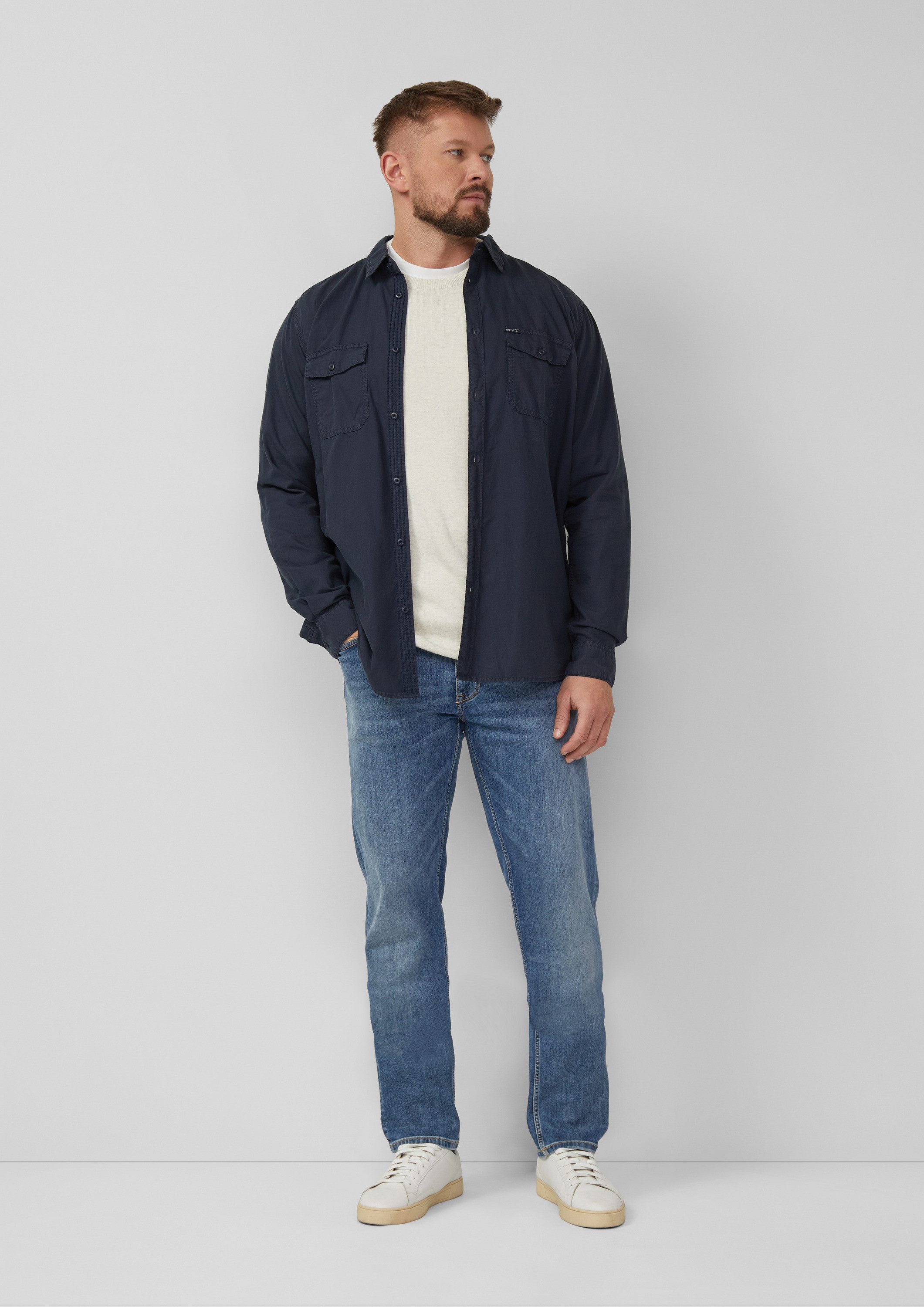 s.Oliver Longpullover Strickpullover Strickpullover mit Logo-Stickerei