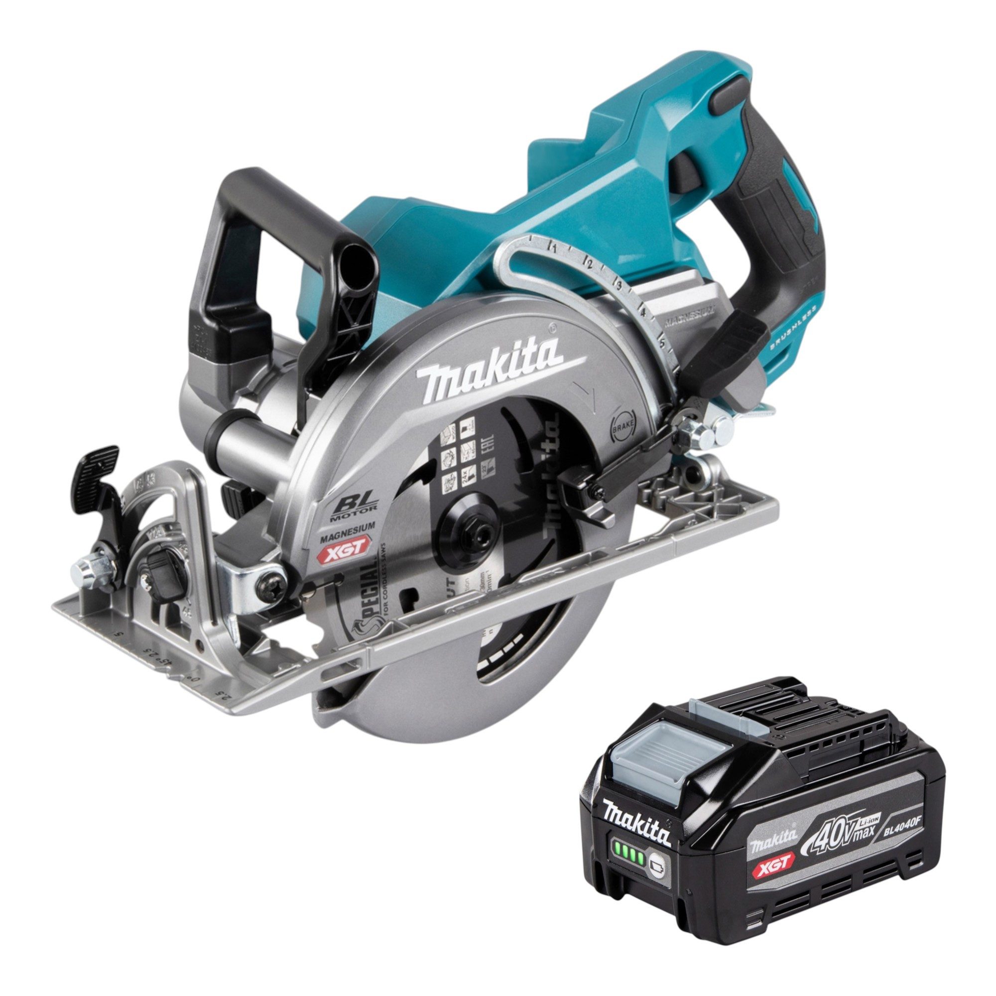 Makita Akku-Handkreissäge RS 001 GU1 40 V max. 185 mm Brushless + 1x Akku 4,0 Ah