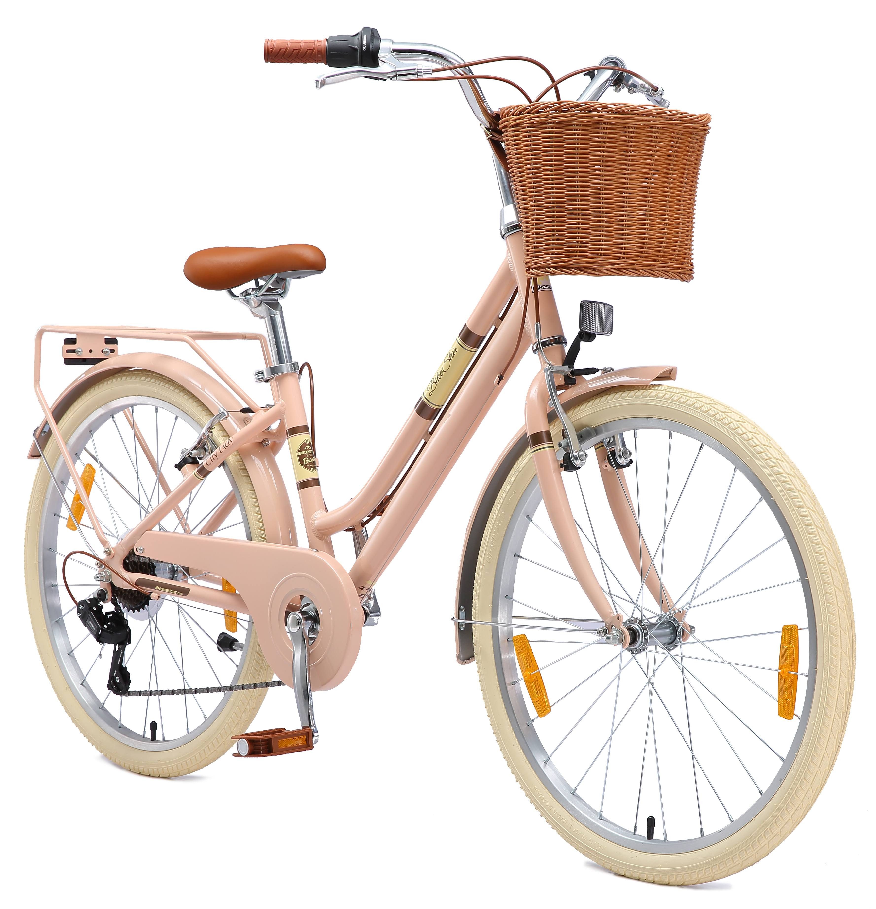 Bikestar Kinderfahrrad Cityrad 24 Zoll Aluminium ab 9 Jahre 7 Gang, 7 Gang, Korb, Gepäckträger, leichtes Treten, ergonomischer Rahmen
