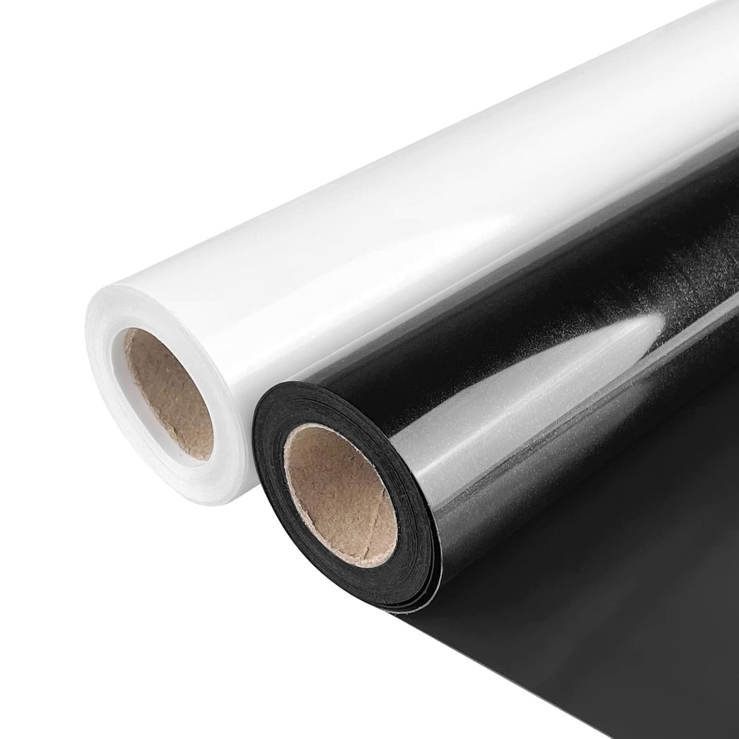 Zengi Plotterfolie Textil 30,5 cm × 4 m Schwarz Weiß für Cricut Silhouette mit Pinzette, (Set, 2St), maschinenwaschbar, hitzeübertragbar und präzise entgitterbar