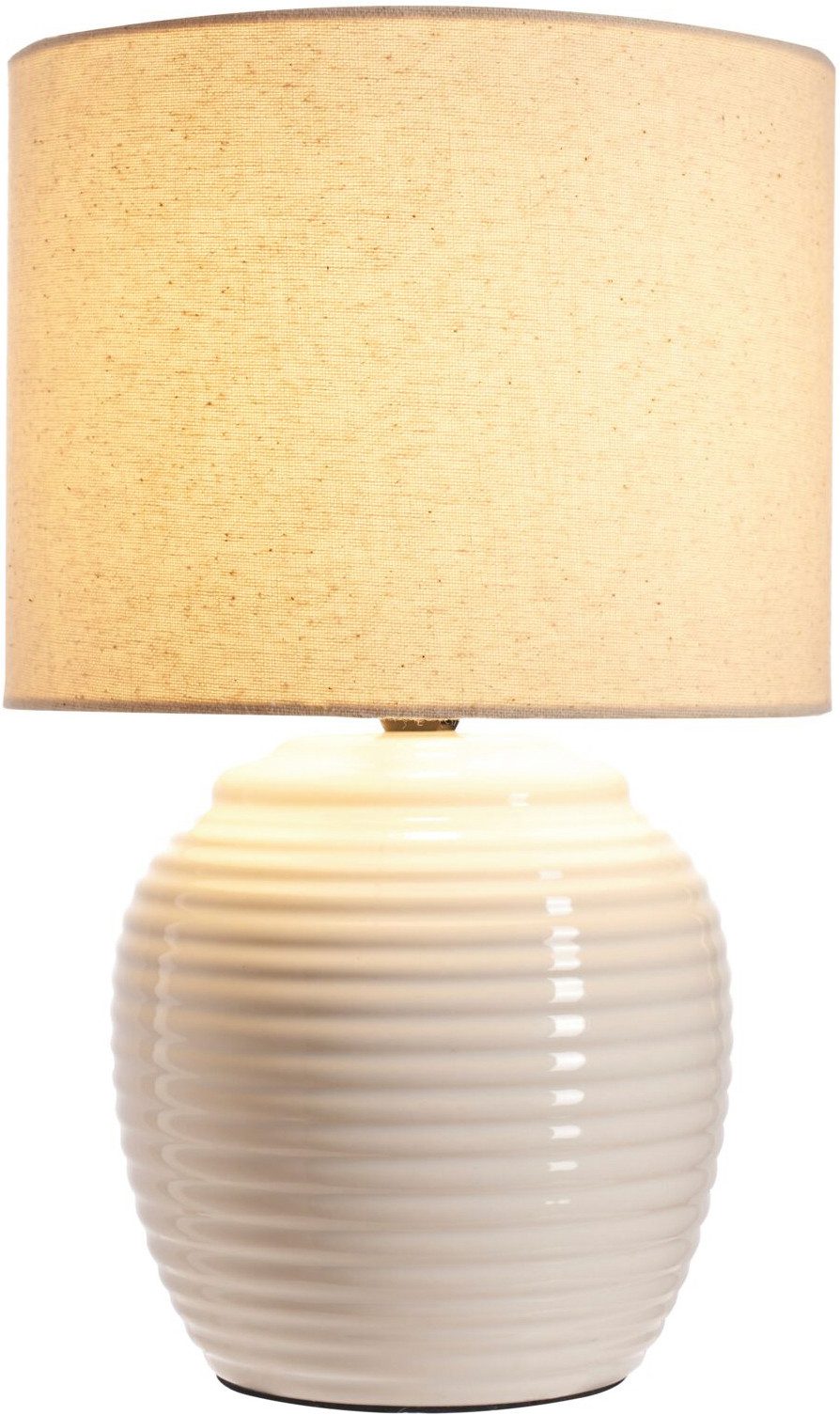 Pauleen Tischleuchte Lovely Charm max.20W E14 Beige/Creme 230V Stoff/Keramik, Ein-/Ausschalter, ohne Leuchtmittel, IP20