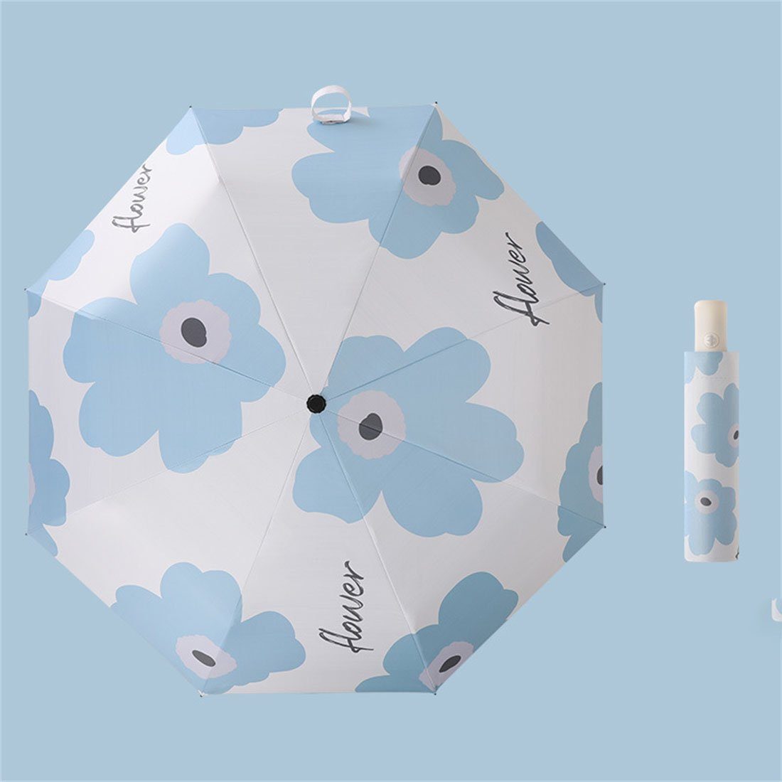 YOOdy~ Taschenregenschirm Regenschirm Im Freien UV Faltender Regenschirm Taschenschirme Himmelblau