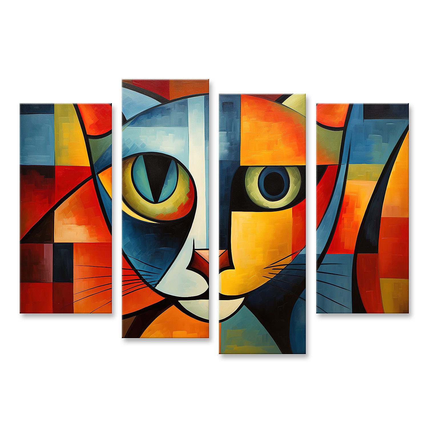 Leinwandbild Abstrakte Katze Malerei Stil Pablo Picasso Haustiere Kunst Bilder