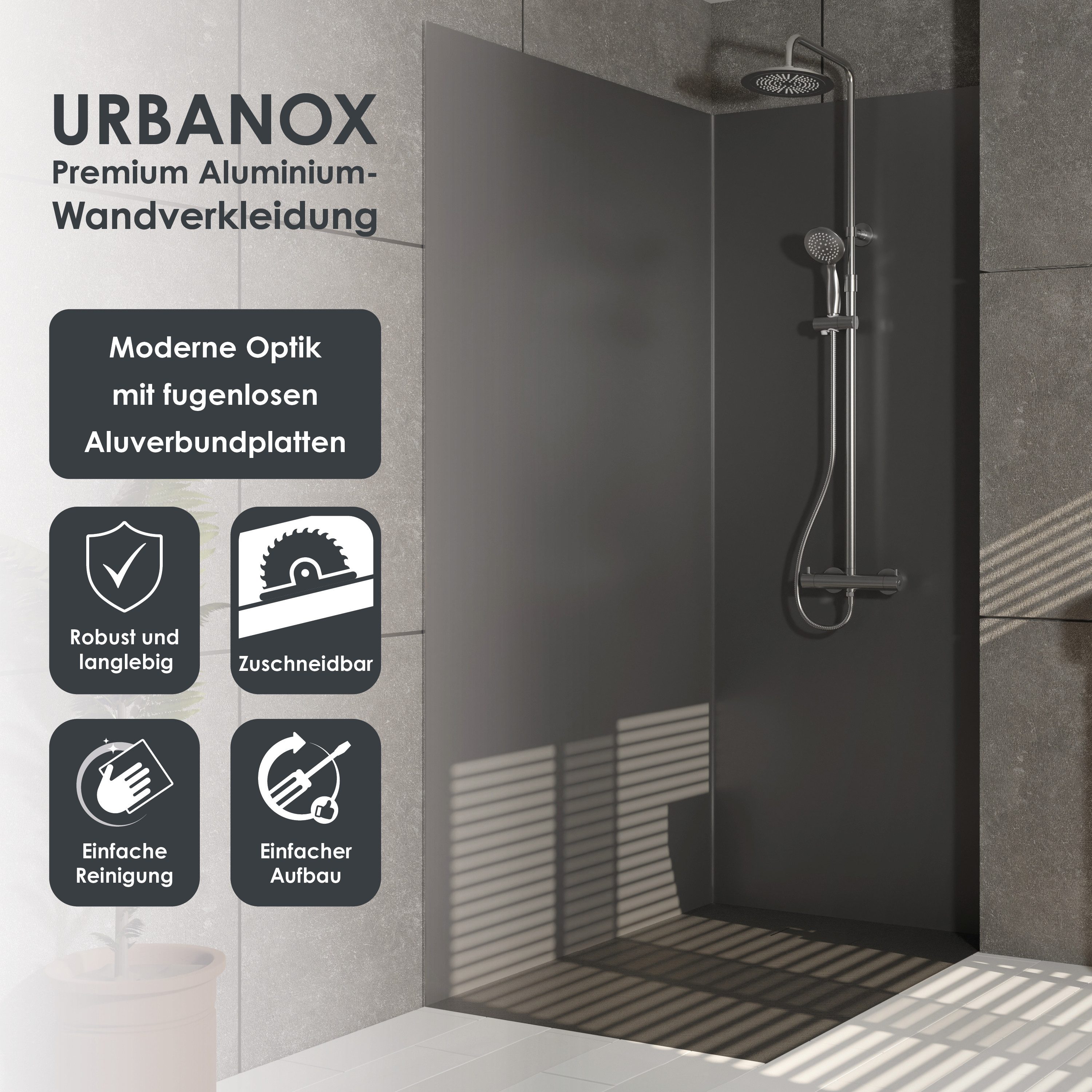 Marwell Duschrückwand Urbanox, (1-tlg), in verschiedenen Größen erhältlich
