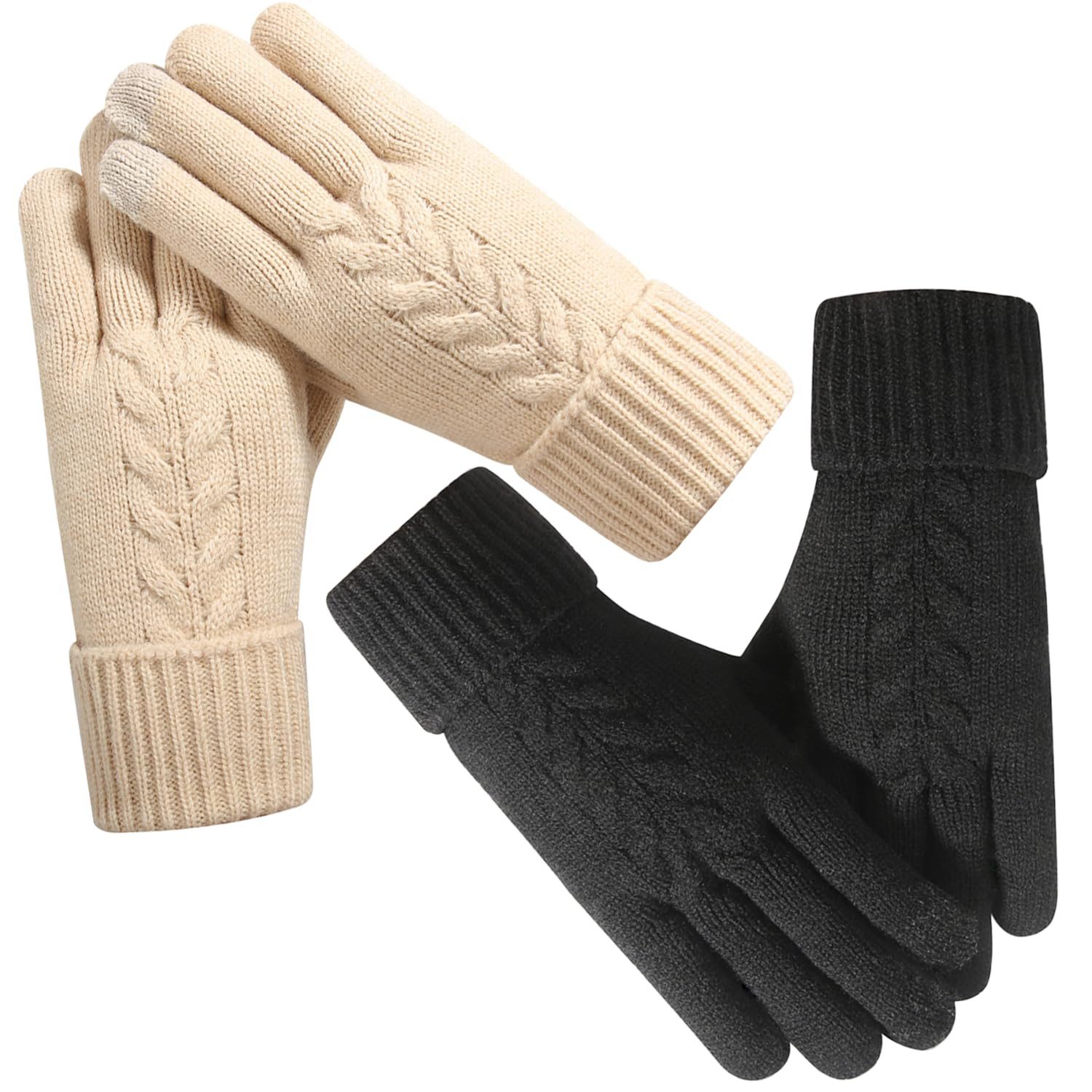 FOUORTUNATE-BEE Baumwollhandschuhe 2er Damen Winterhandschuhe, weiche Touch günstig online kaufen