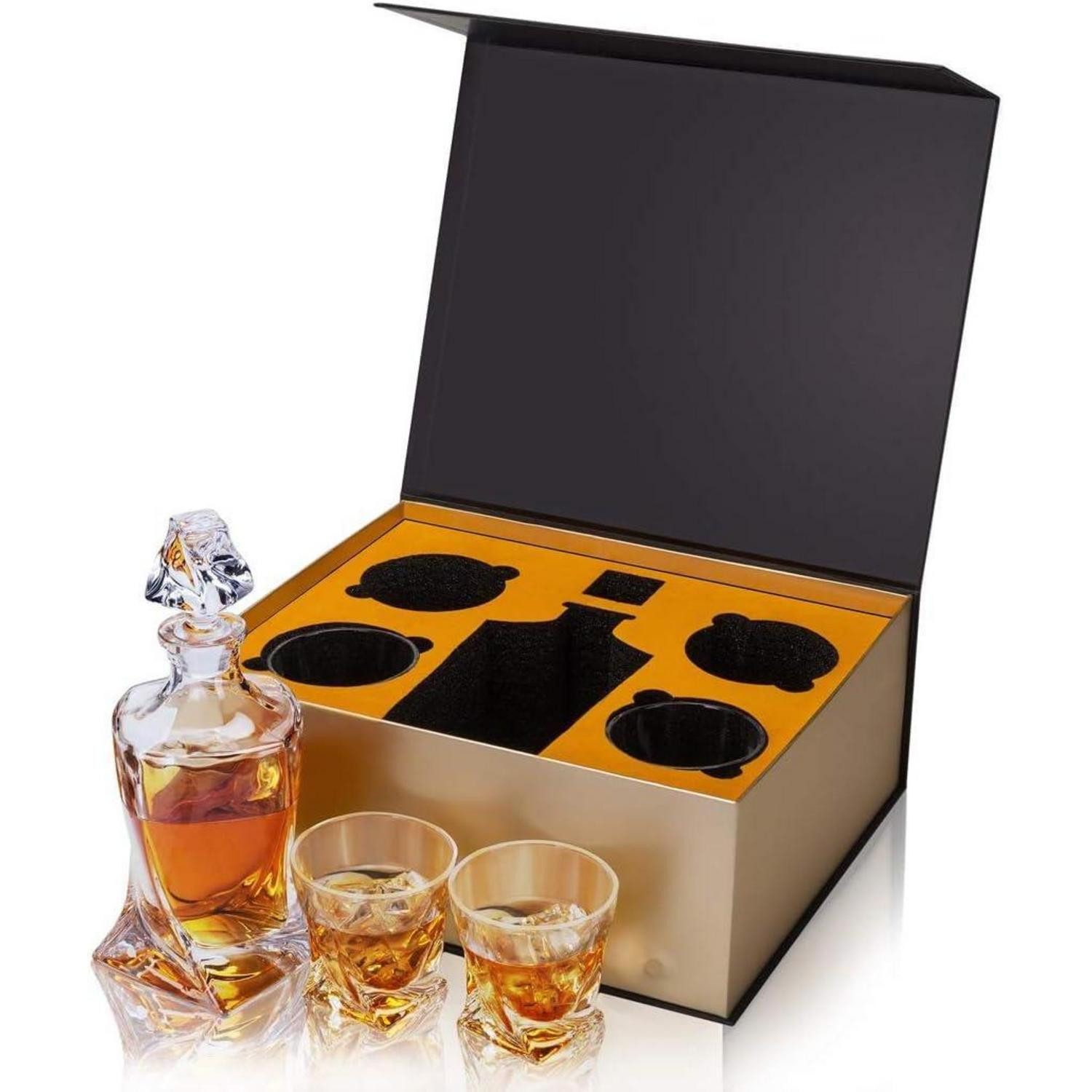 LuxusKollektion Gläser-Set Whisky Karaffe und Gläser Set 800 ml Kristall Whiskey Dekanter