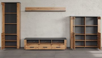 Furn.Design Wohnwand Follow, (Wohnzimmer-Set 4-teilig in Artisan Eiche, 410 x 200 cm), mit großem TV-Lowboard