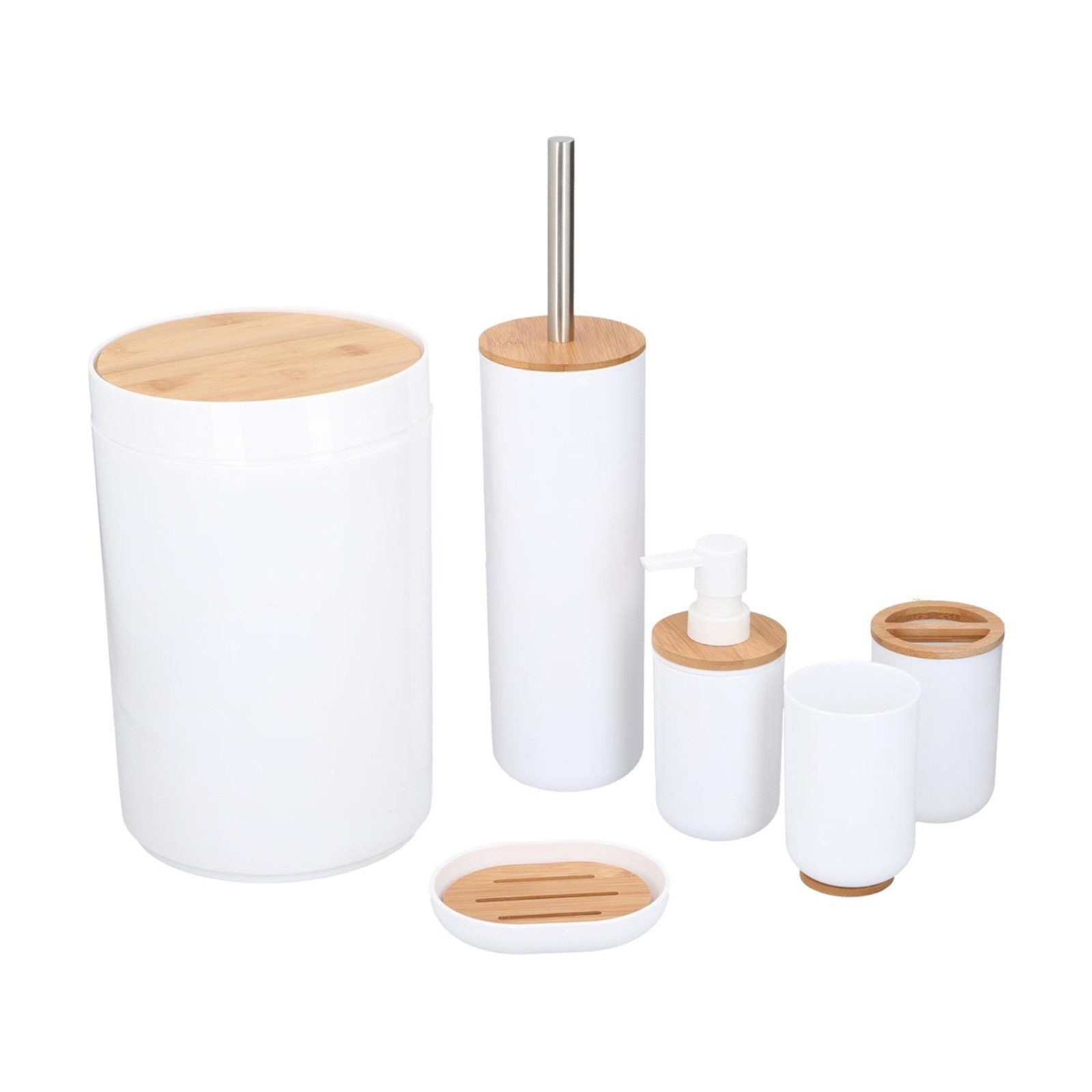 HTI-Living Badaccessoire-Set Badezimmer-Set, 6-teilig Weiß, Set, 6 tlg., 1 Badezimmer-Set, Seifenspender Zahnputzbecher Seifenschale