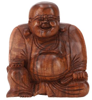 Guru-Shop Buddhafigur Lucky Holzbuddha Statue dunkel, 16 cm - Modell 3