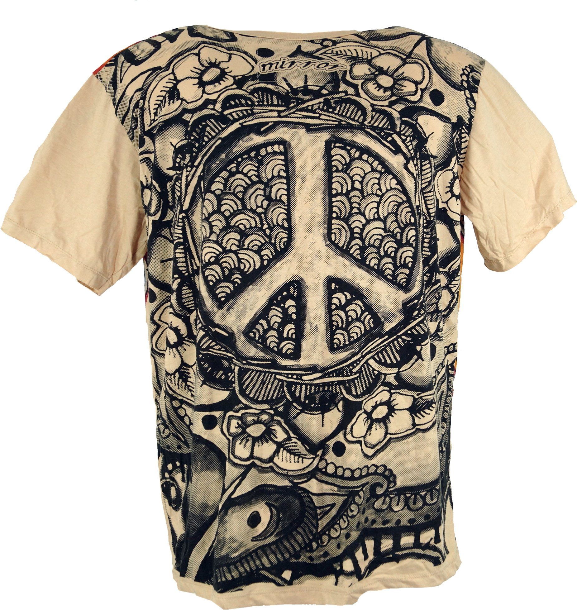 Guru-Shop T-Shirt Mirror T-Shirt - Peace beige Festival, alternative Beklei günstig online kaufen