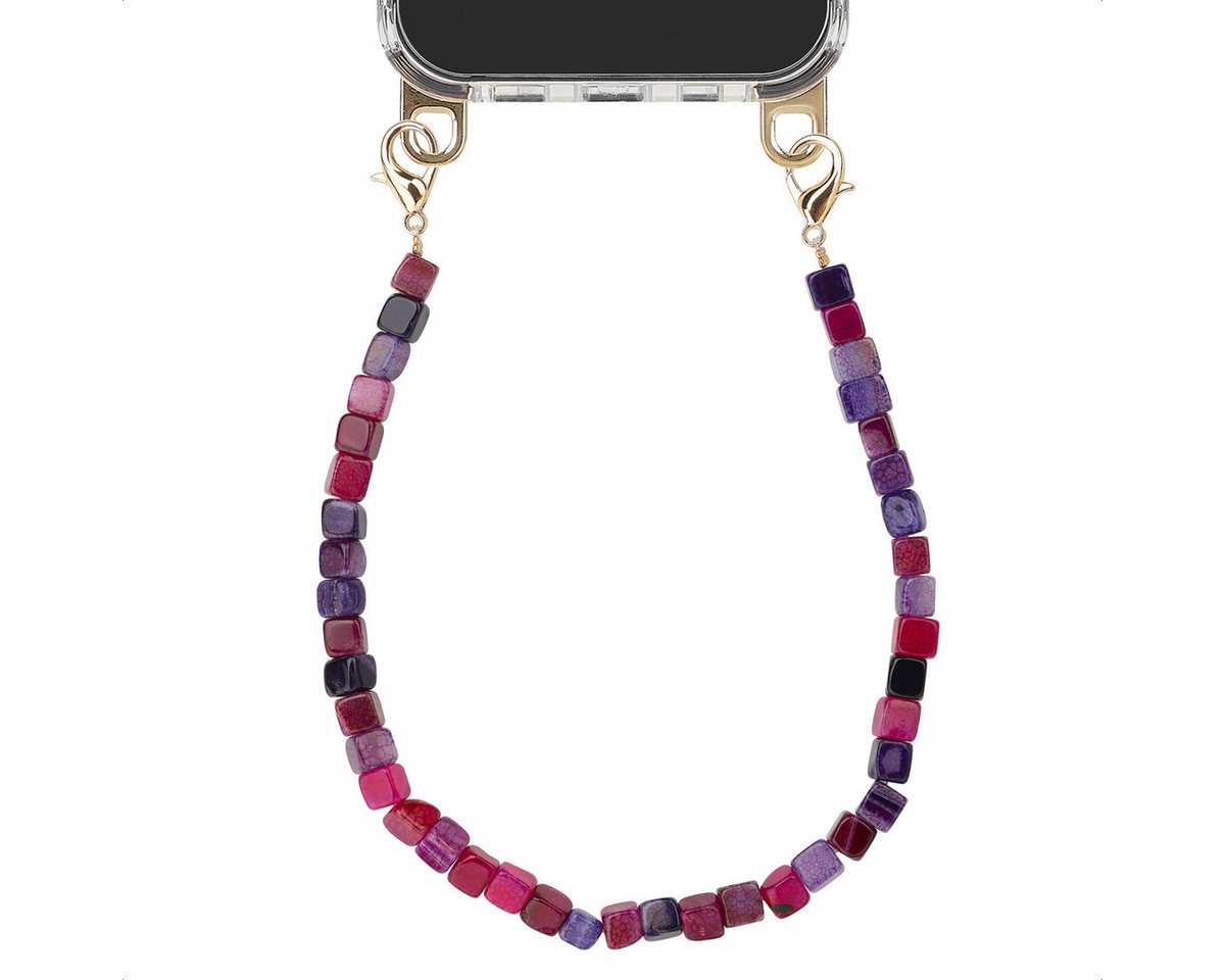 Selencia Smartphone-Tragegurt Selencia Handgelenkband mit Natursteinen - Berry Tones, (1-tlg)