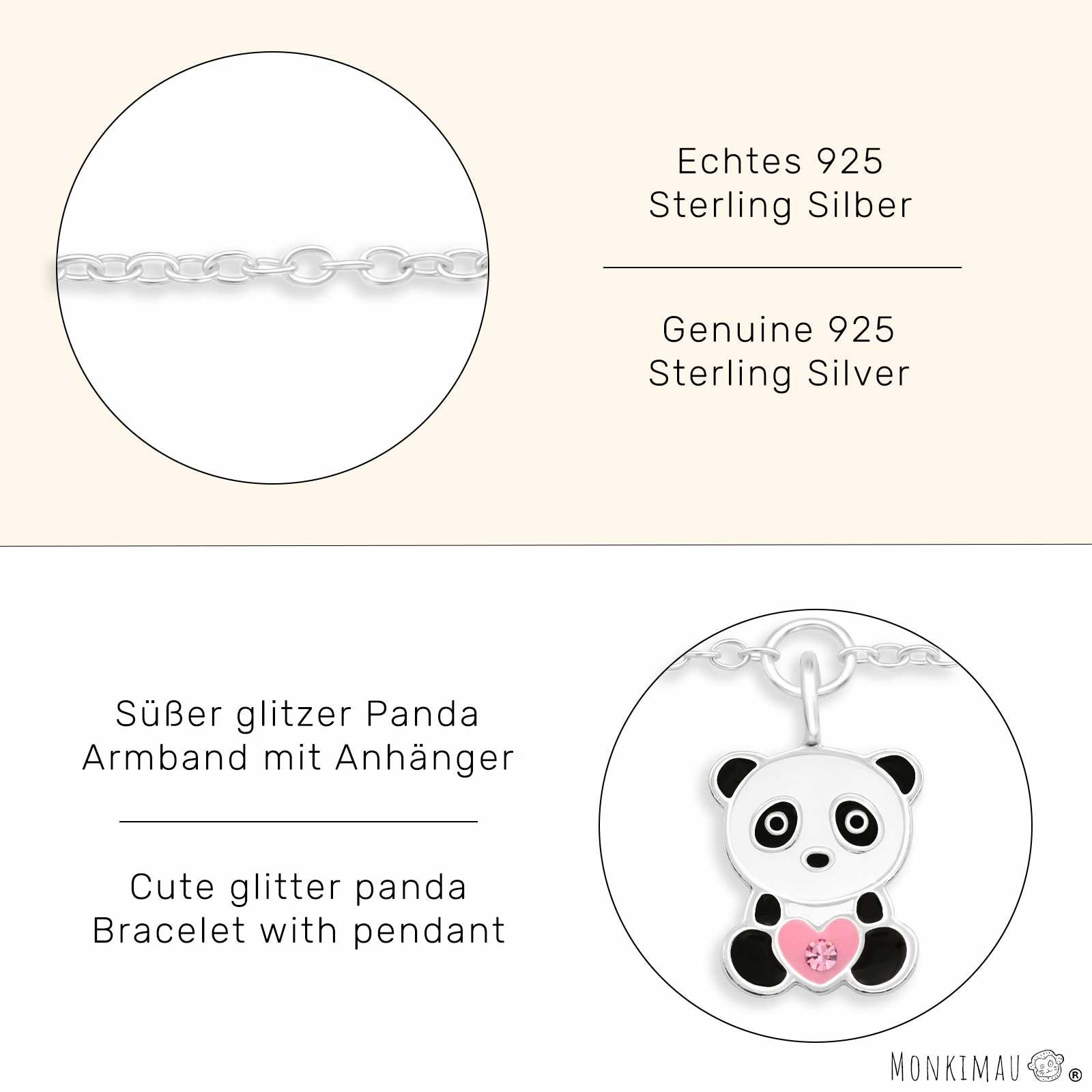 Panda Monkimau Armkette (Packung) Armkette Anhänger Silber Schmuck mit