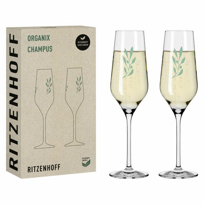 Ritzenhoff Champagnerglas 2er-Set Organix 001 Kristallglas Made in Germany