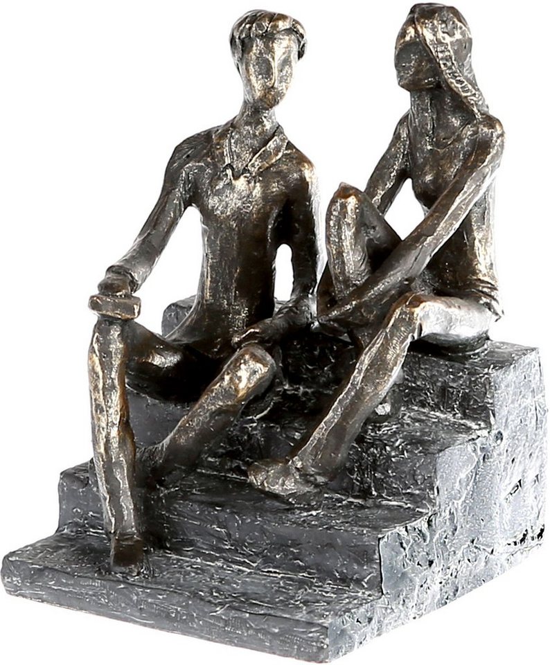 Casablanca by Gilde Dekofigur Skulptur Discussion, bronzefarben/grau (1 St),  Dekoobjekt, Höhe 17 cm, Pärchen, mit Spruchanhänger, Wohnzimmer