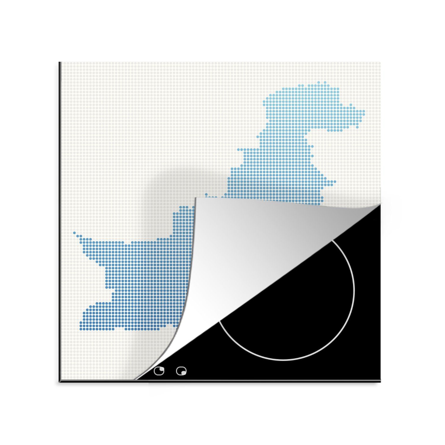 MuchoWow Herdblende-/Abdeckplatte Eine Illustration der Karte Pakistans im Punktmuster, Vinyl, (1 tlg), 78x78 cm, Ceranfeldabdeckung, Arbeitsplatte für küche