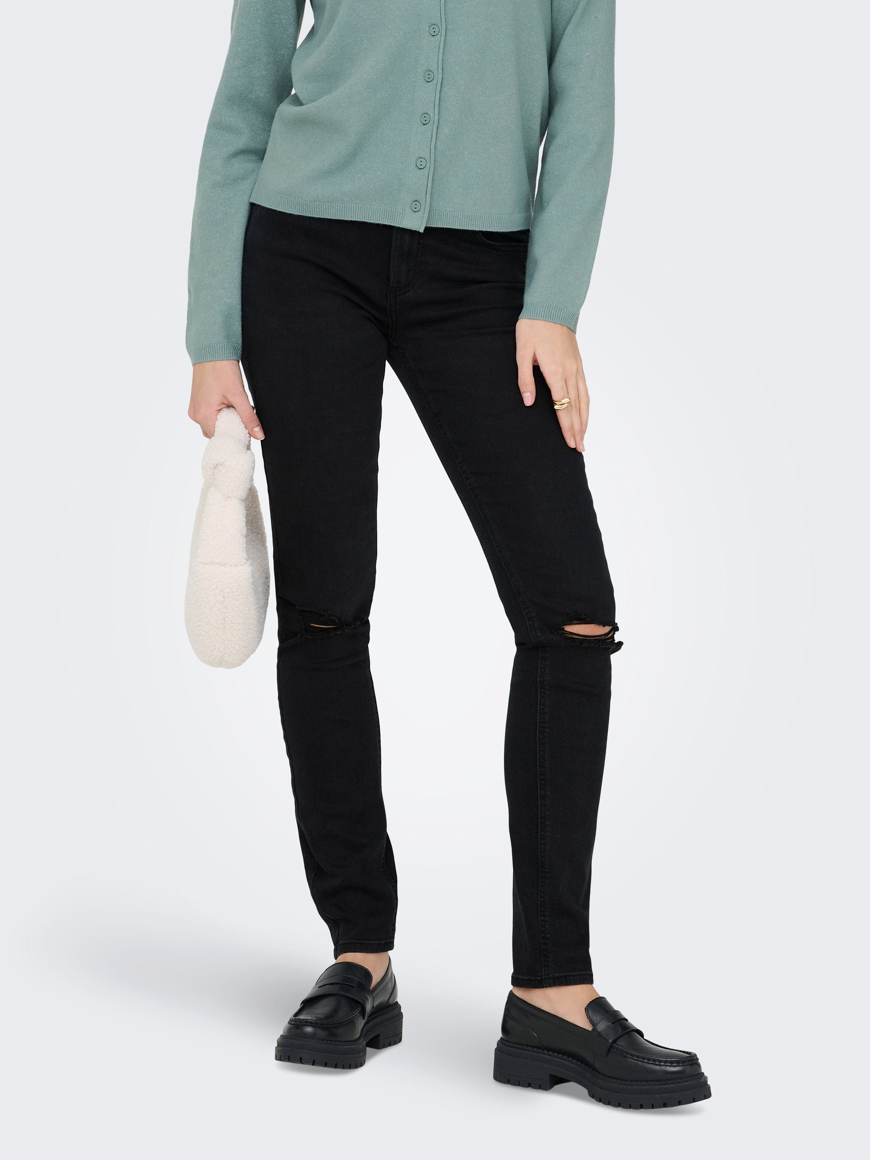 ONLY Skinny-fit-Jeans ONLSUMI MID WAIST KNEE DES SK DNM BOX Destroyed Effekte