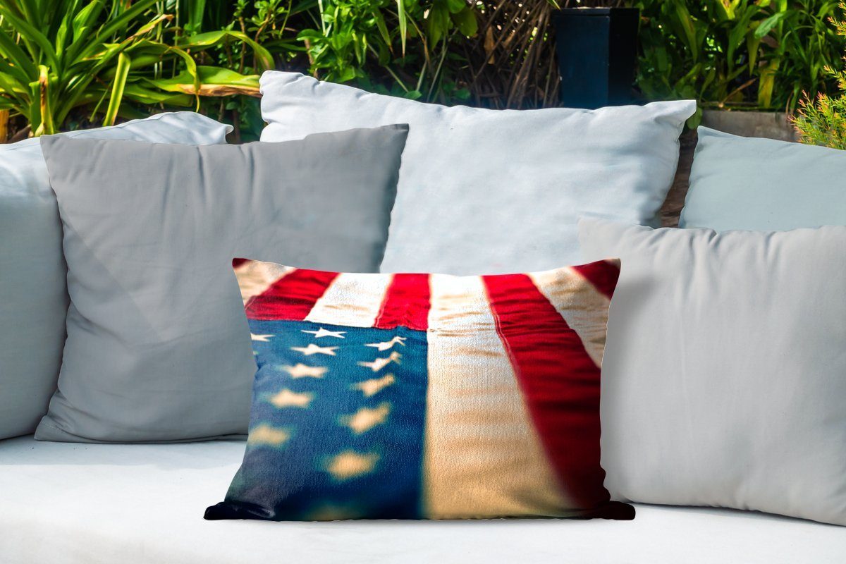 Polyester, der Vereinigten Staaten Flagge Seite, Dekokissenbezug, Kissenhülle von Outdoor-Dekorationskissen, MuchoWow der Dekokissen