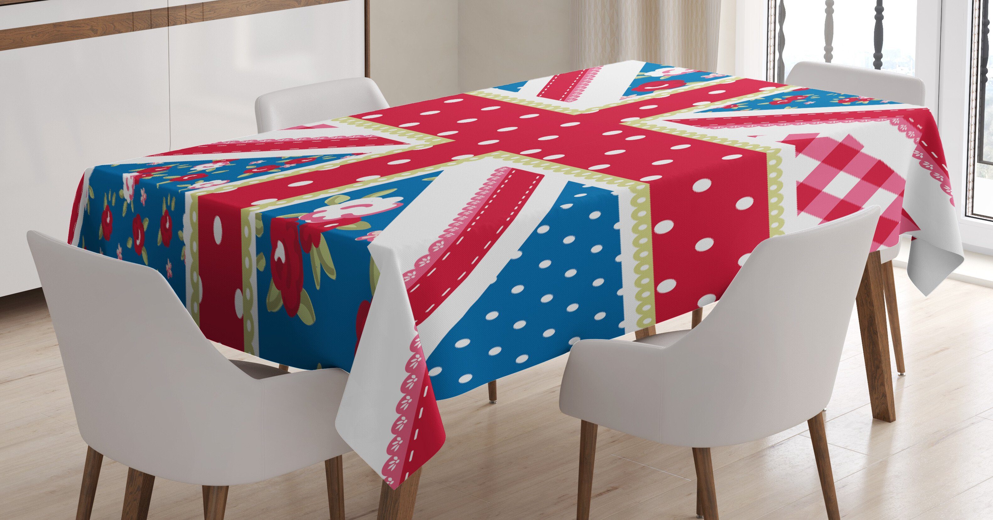 Klare den Außen Flagge Abakuhaus Farben, geeignet Tischdecke Britische Bereich Waschbar Chic Shabby Für Floral Farbfest