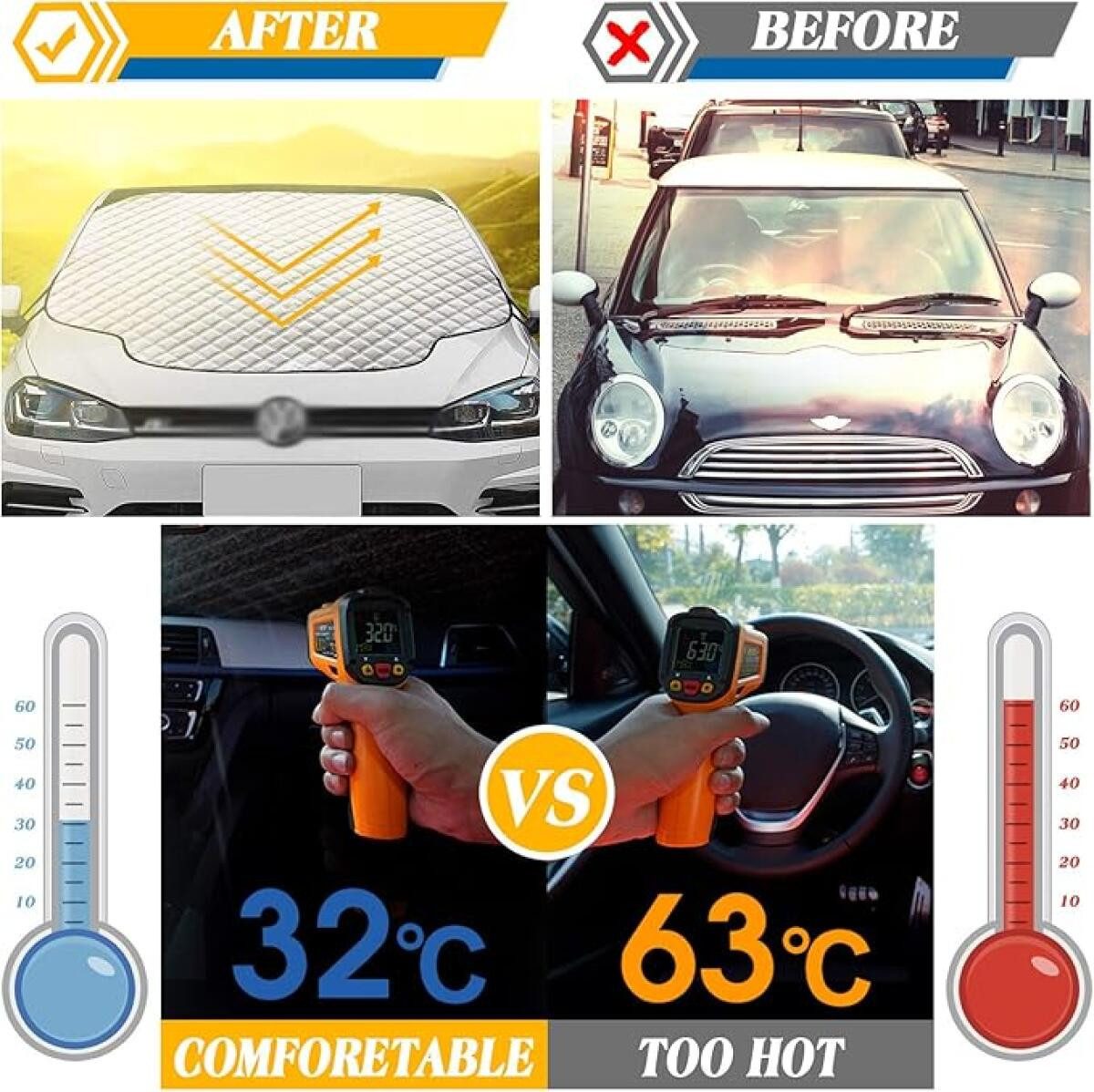 FELIXLEO Autosonnenschutz Frontscheibenabdeckung Auto Sonnenschutz Winter Schnee Eis Staub, (1-St)