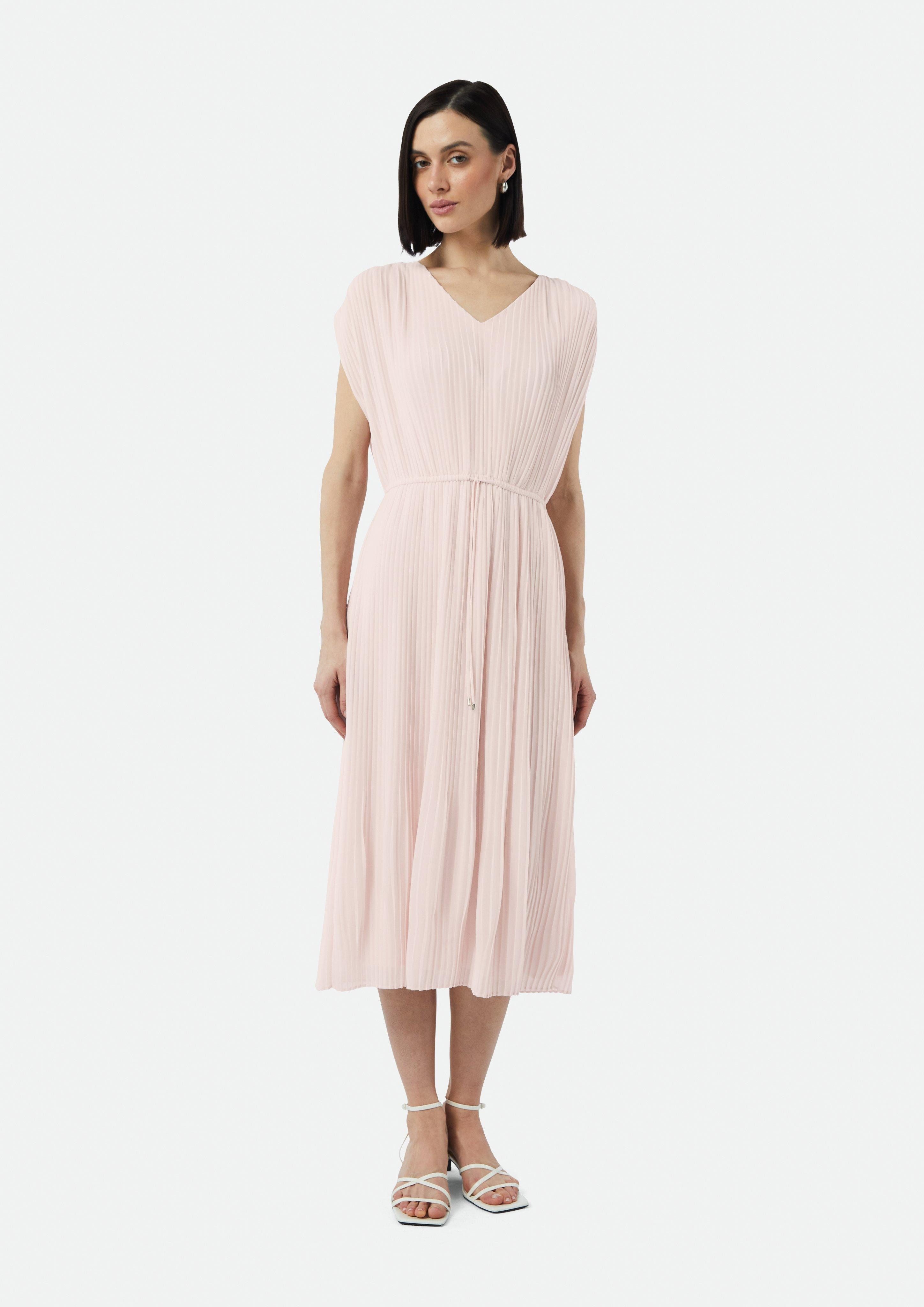Comma Maxikleid Plissiertes Midikleid aus Chiffon günstig online kaufen