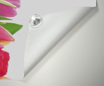 Sonnenschutz Rote weiße und pinke Tulpen im Frühling, Wallario, blickdicht, mit Saugnäpfen, wiederablösbar und wiederverwendbar