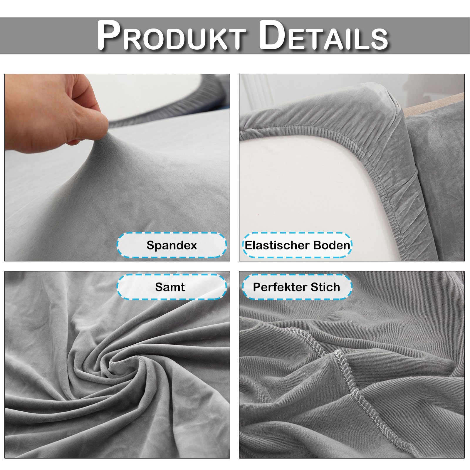 Rosnek Sofahusse Stretch, Samt, mit elastischer Unterseite, für Sofa
