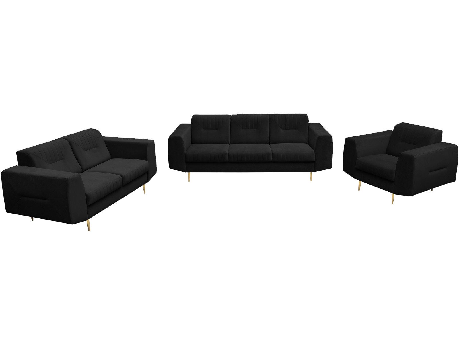Beautysofa Polstergarnitur im modernen Stil auf hohen Metallbeinen VENEZIA, (Sessel + 2-Sitzer Sofa + 3-Sitzer Sofa im modernes Design), mit Metallbeine, Couchg – Bild 2 von 5