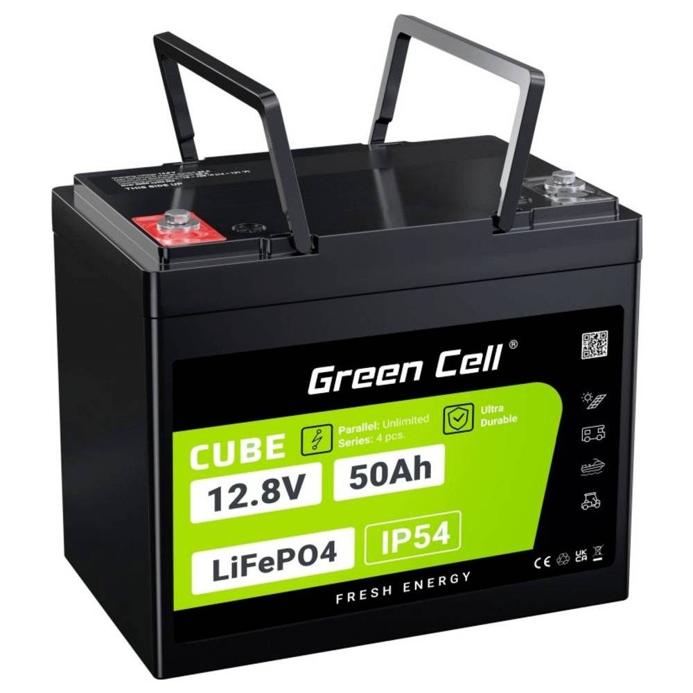 Green Cell Akku 50Ah 12.8V 640Wh Lithium-Eisen-Phosphat Batterie GC-LFPGC12V50AH Akku, Schraubkontakt
