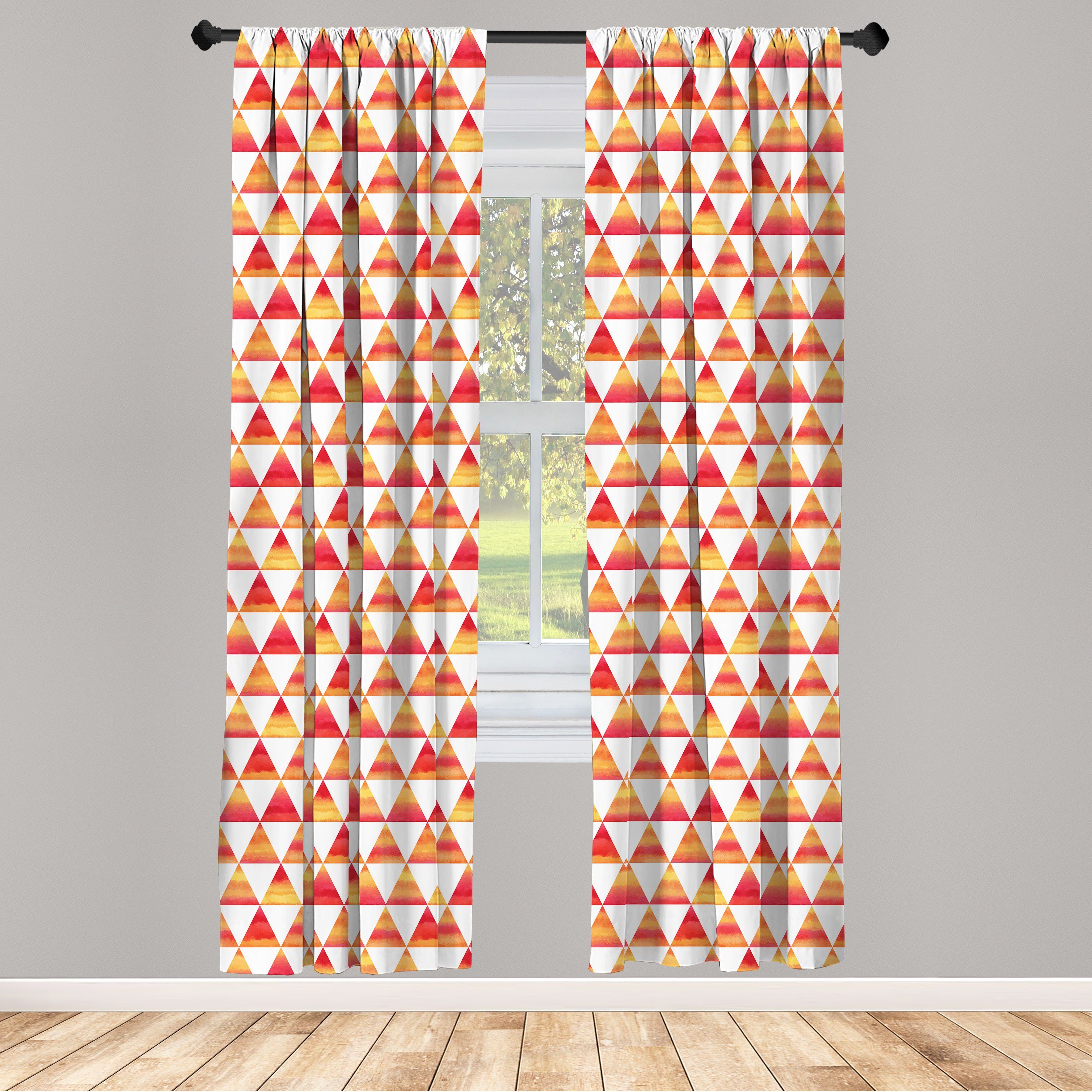 Gardine Vorhang für Wohnzimmer Schlafzimmer Dekor, Abakuhaus, Microfaser, Abstrakt Dreieck geometrische Kunst