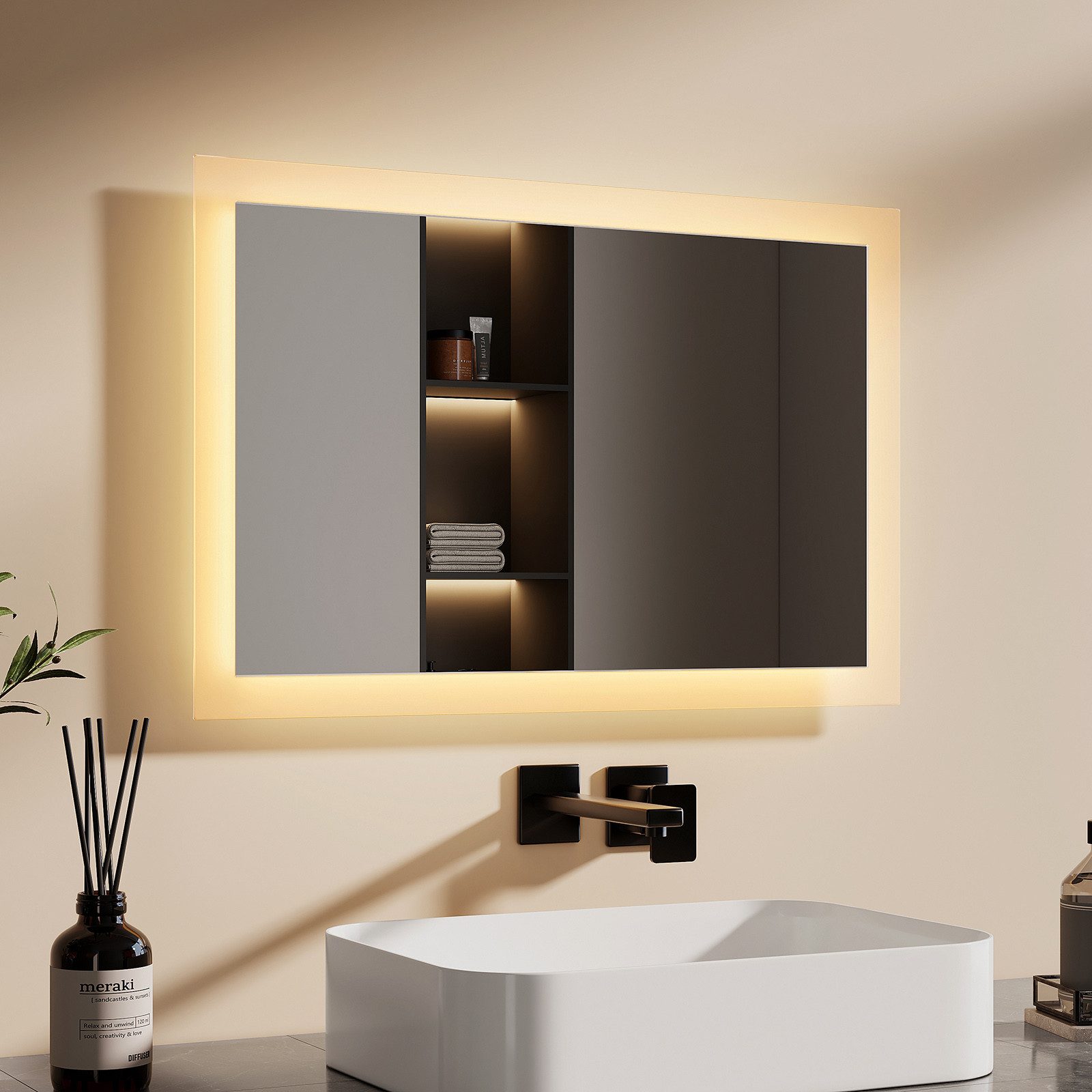 EMKE Badspiegel Badezimmerspiegel LED Badspiegel mit beleuchtung Wandspiege günstig online kaufen