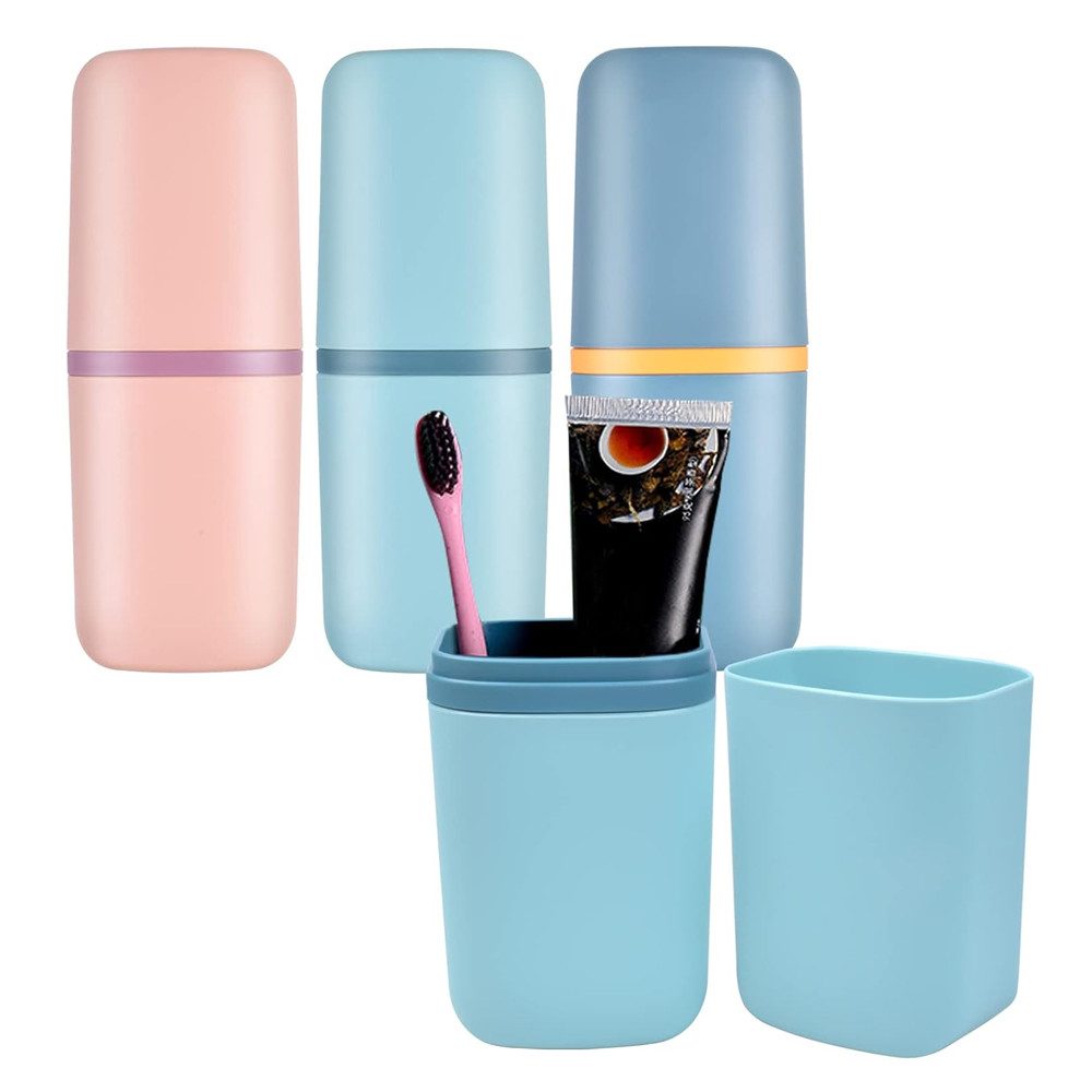TUWENA Fangkorb 3 Stück Zahnbürsten Etui Reisen Zahnbürstenbox,Tragbare Zahnputzbecher