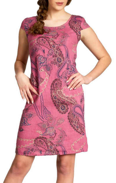 Caspar Sommerkleid SKL022 Damen Sommer Leinenkleid mit Paisley Print bis Größe 50