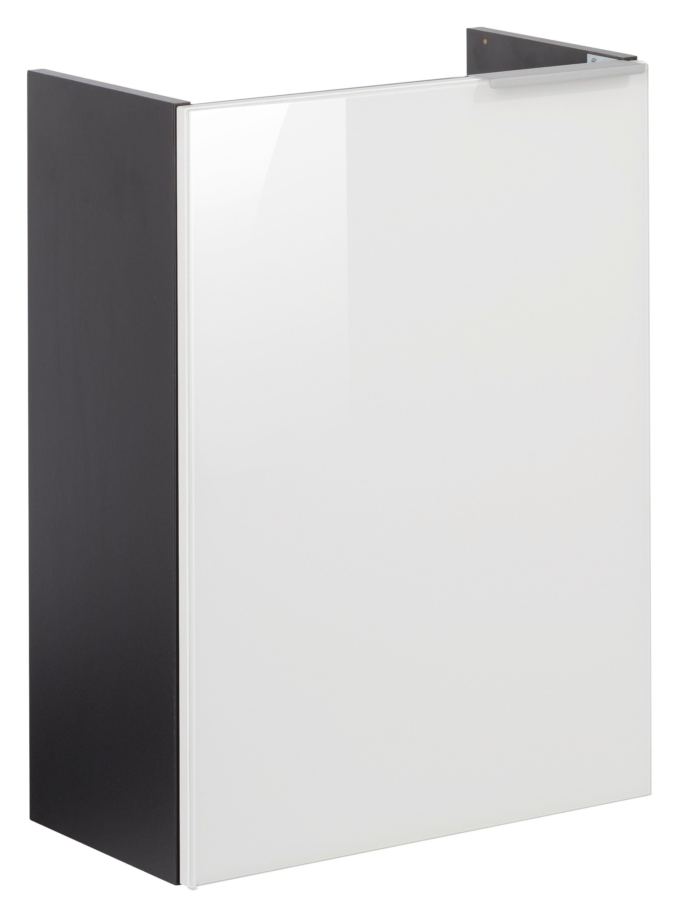FACKELMANN Waschbeckenunterschrank SBC Badmöbel für Gäste-WC, Breite ca. 45 cm Anthrazit/Türen weiß Glanz | Anthrazit matt
