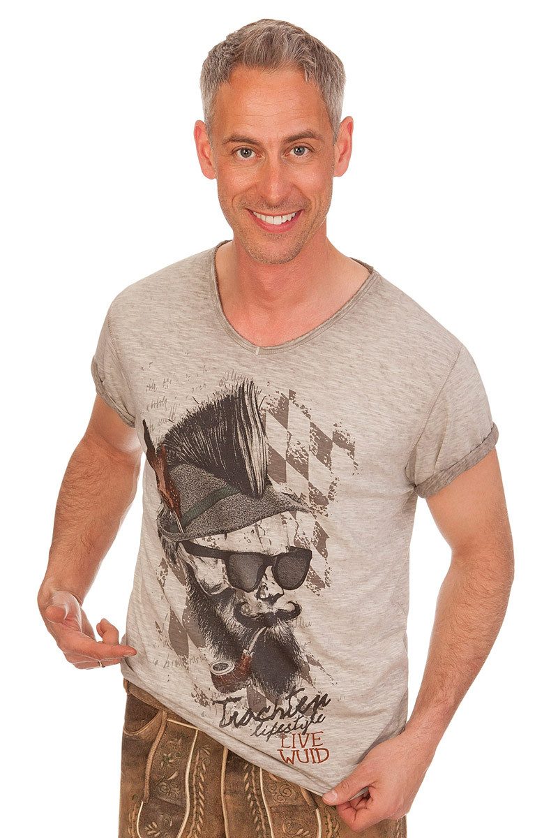 Hangowear Trachtenshirt Trachtenshirt Herren - FRANZL - beige