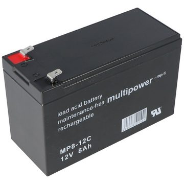 Multipower Multipower MP8-12C, WP8-12 Akku Blei PB 12Volt 8Ah mit 6,3mm Kontakt Akku 8000 mAh (12,0 V)