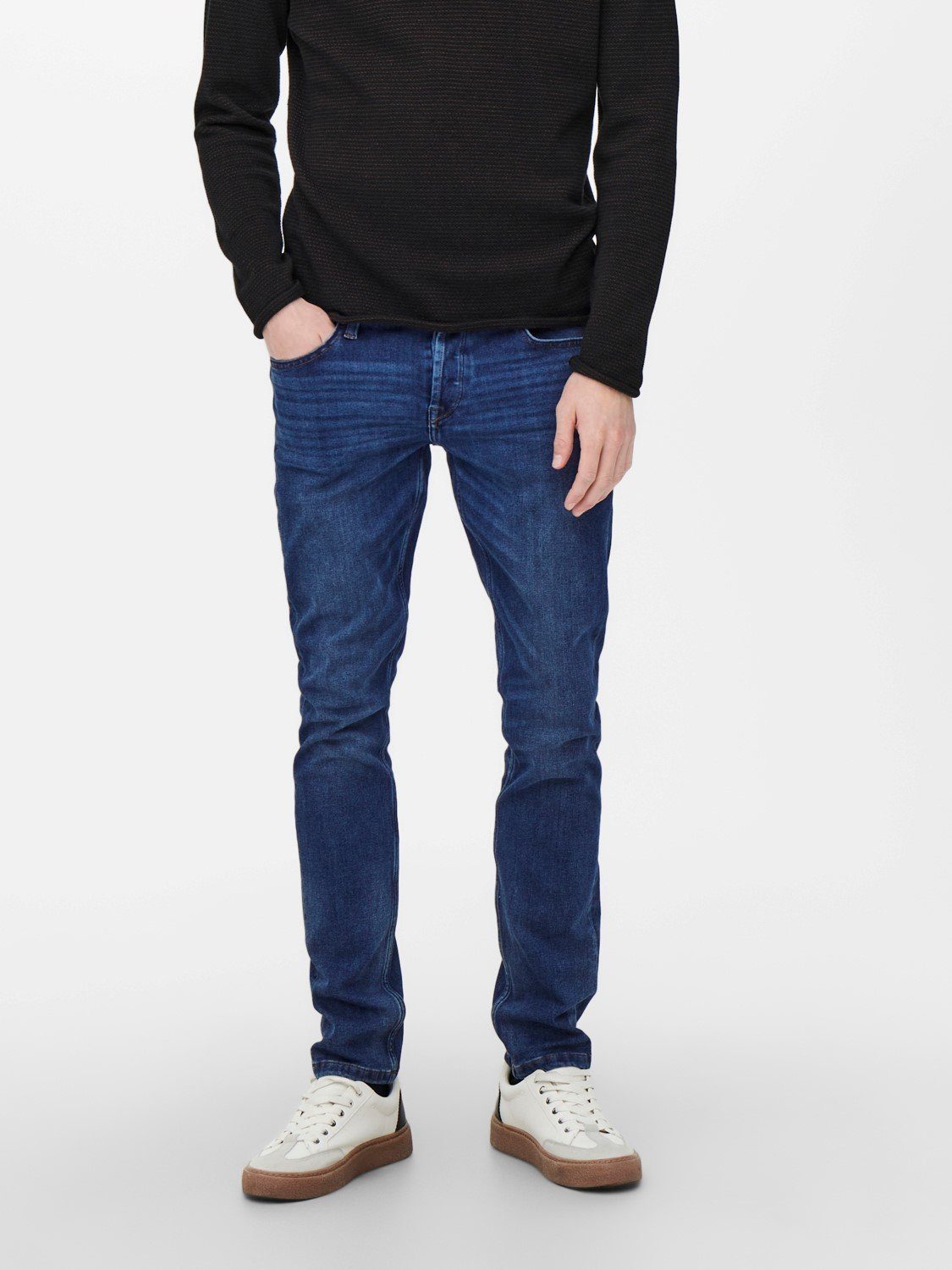 ONLY & SONS Slim-fit-Jeans Slim Fit Jeans Basic Denim Stretch Pants ONSLOOM für (1-tlg) ONSLOOM LIFE SLIM 4WAY BLUE PK 1663 NOOS