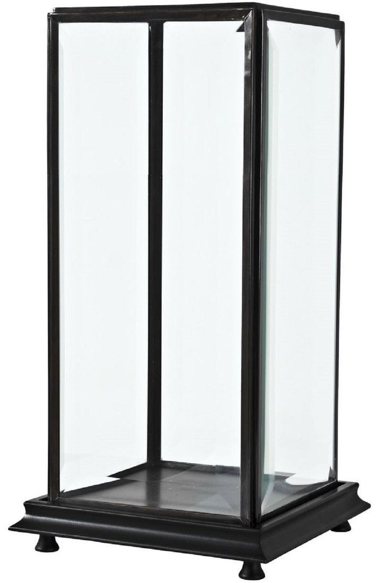 Dekoobjekt Luxus Tischvitrine Antik Bronze / Schwarz 22 x 22 x H. 52,5 cm - Wohnzimmer Dekoration