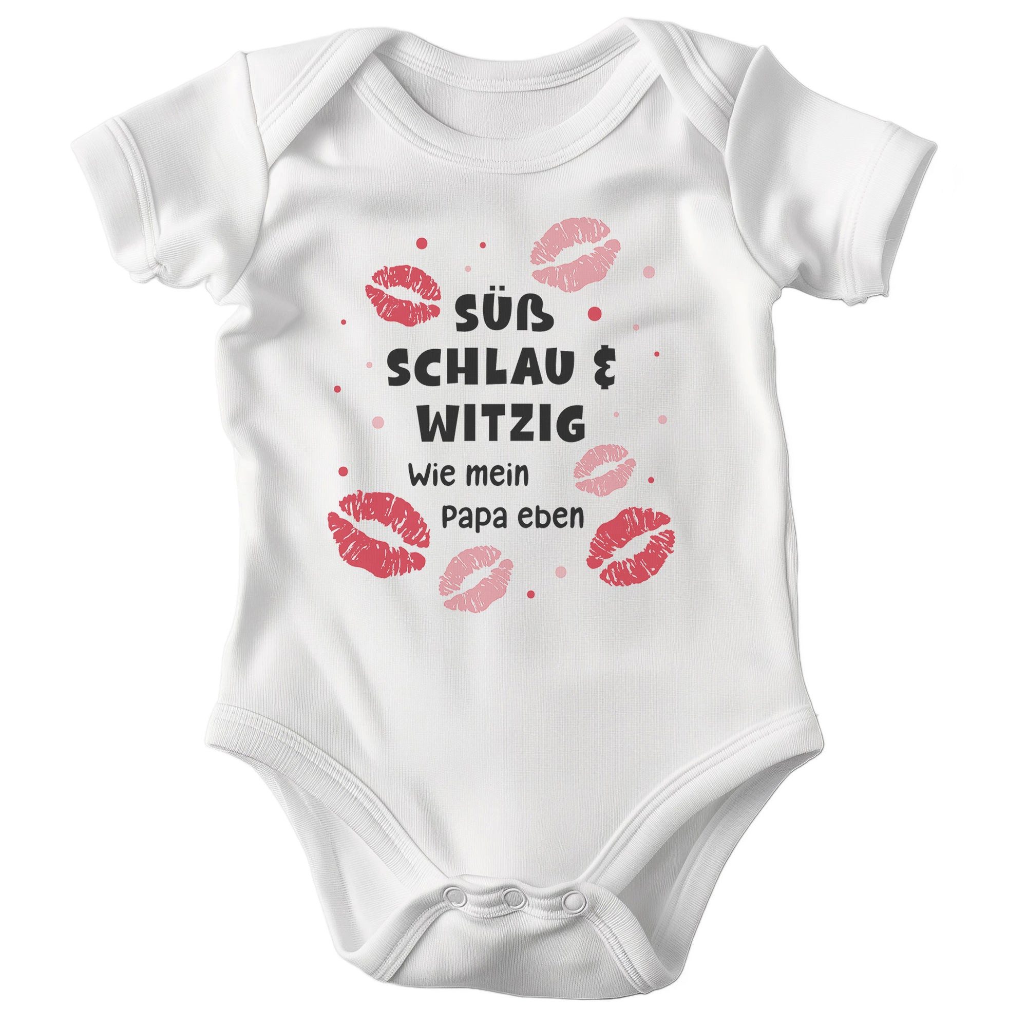 22Feels Kurzarmbody Bio Unisex Babybody Weiß Lustigem Papa Spruch & Küssen Geschenk Taufe BIO-Baumwolle - In Deutschland Bedruckt - Niedlicher Print