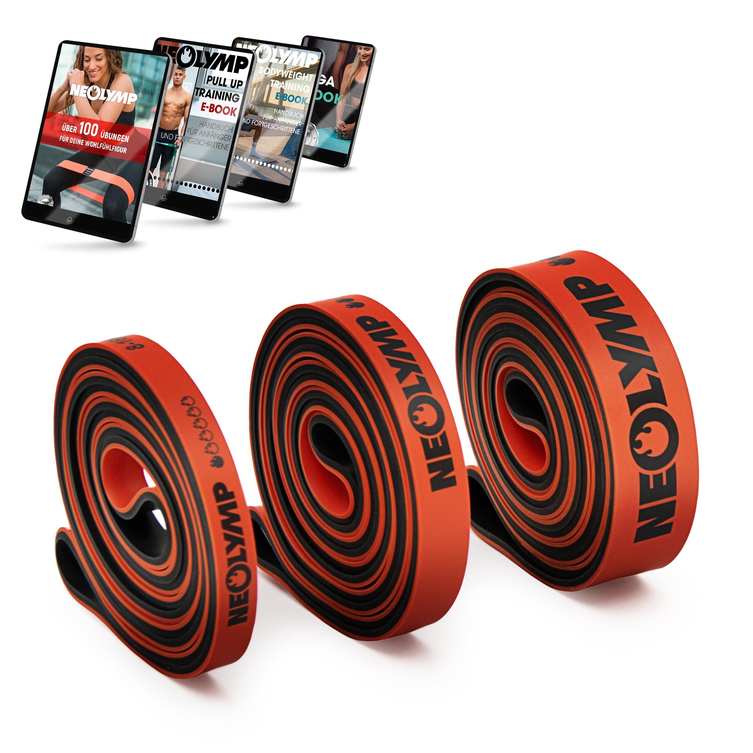 NEOLYMP Trainingsbänder Resistance Bands - Gym Zubehör für Ganzkörpertraining - Klimmzug Band, Kein Spannungsverlust,Hygienisch, Mehrschichtig, Naturlatex, Belastbar