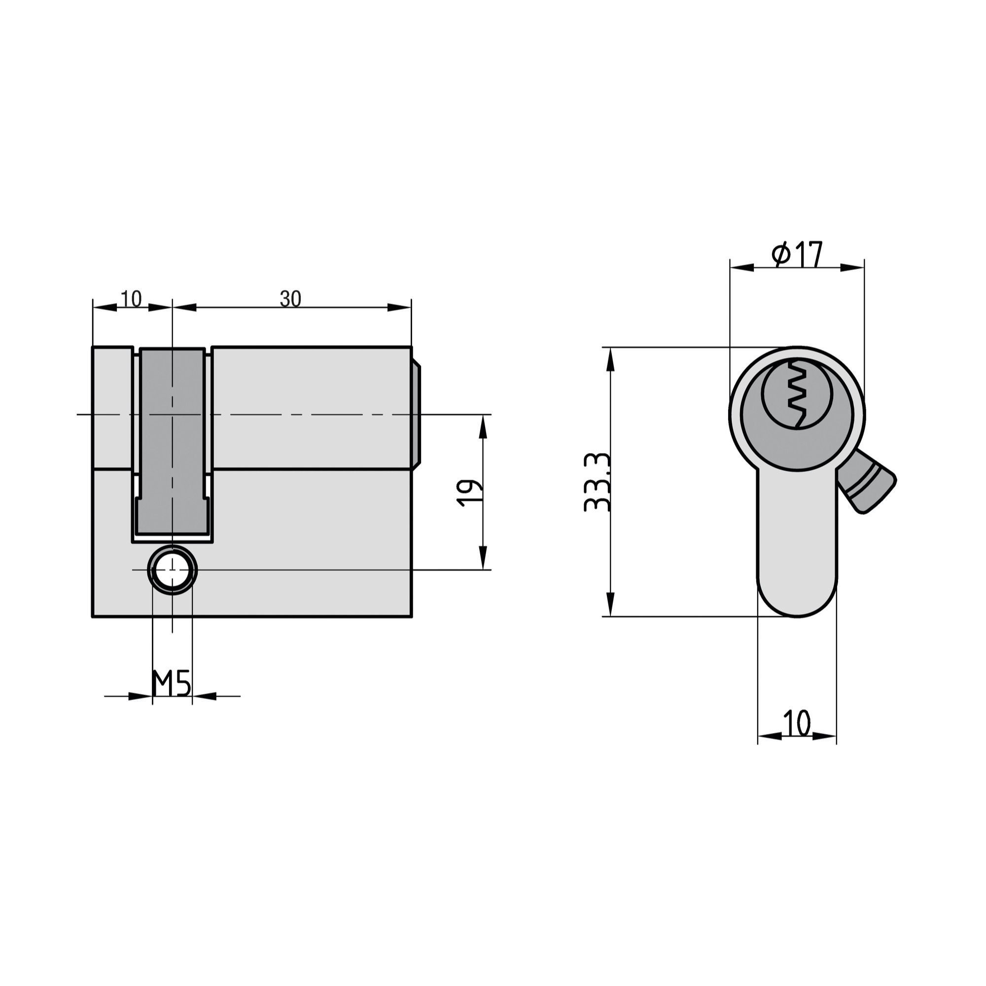 BASI Schließzylinder Bauzylinder für Baustellen, (Packung), Halbzylinder 10/30 mm, für Bauphase, 3 Schlüssel, Stulpschraube – Bild 2 von 3