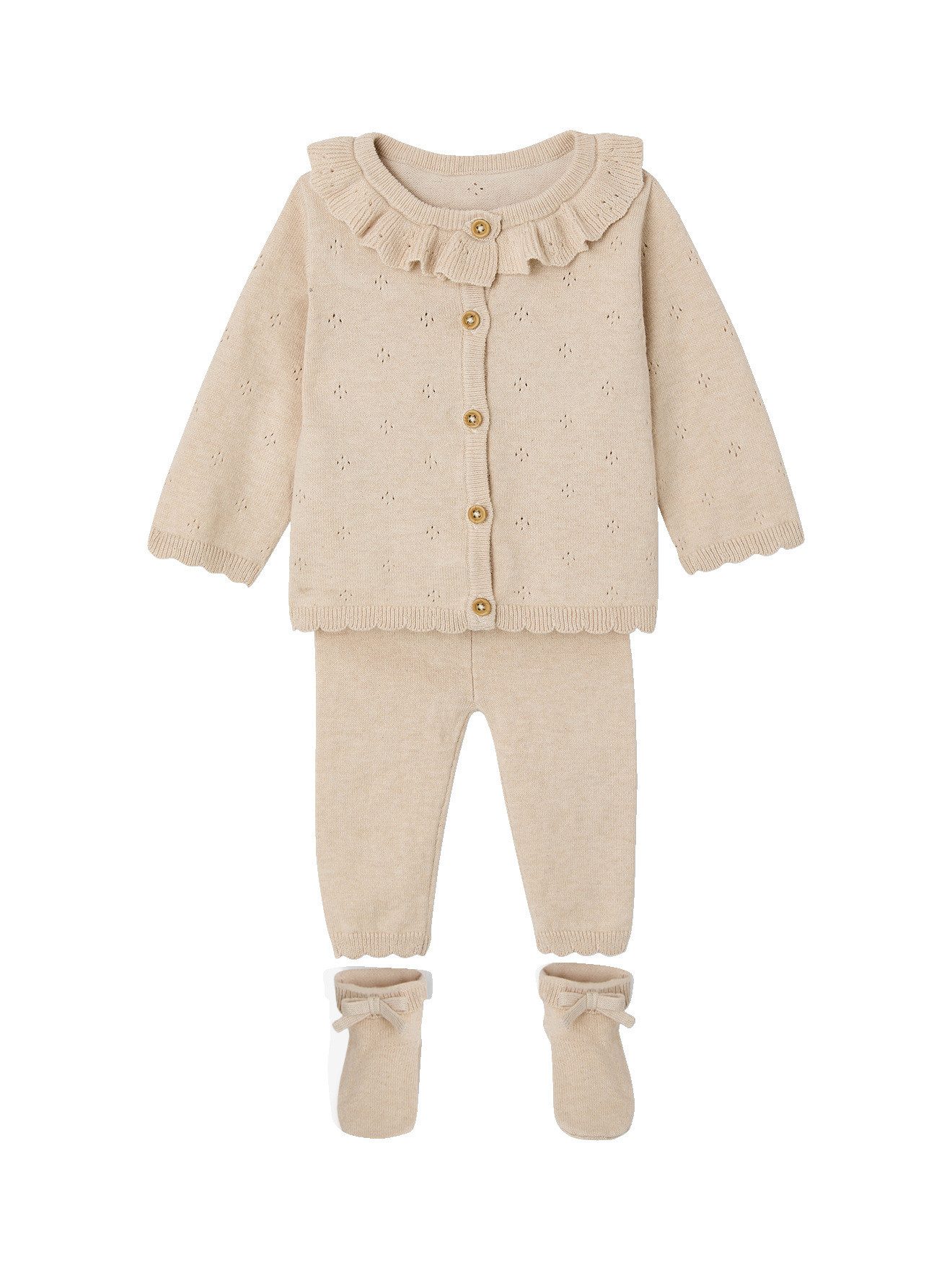 vertbaudet Neugeborenen-Geschenkset Baby Strick-Set Jacke, Hose und Schühchen, Geschenkbox