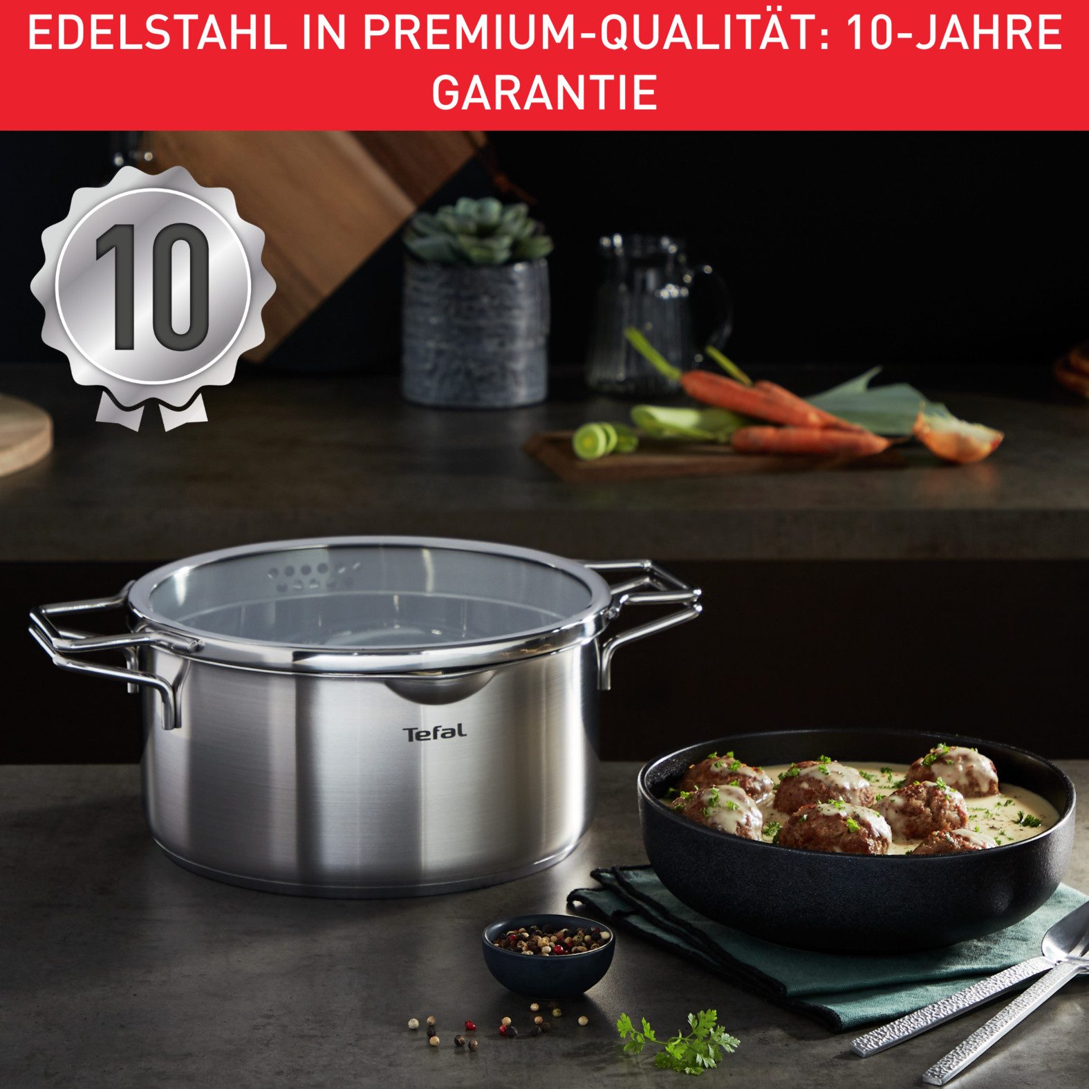 Tefal Topf-Set Jamie Oliver Ingenio G6, Topfset Induktion mit Pfannen, Edelstahl (Set, 6-tlg., Bratpfanne 28 cm, Kasserollen 16/20 cm, Schmorpfanne 24 cm, 3 Dec – Bild 3 von 5