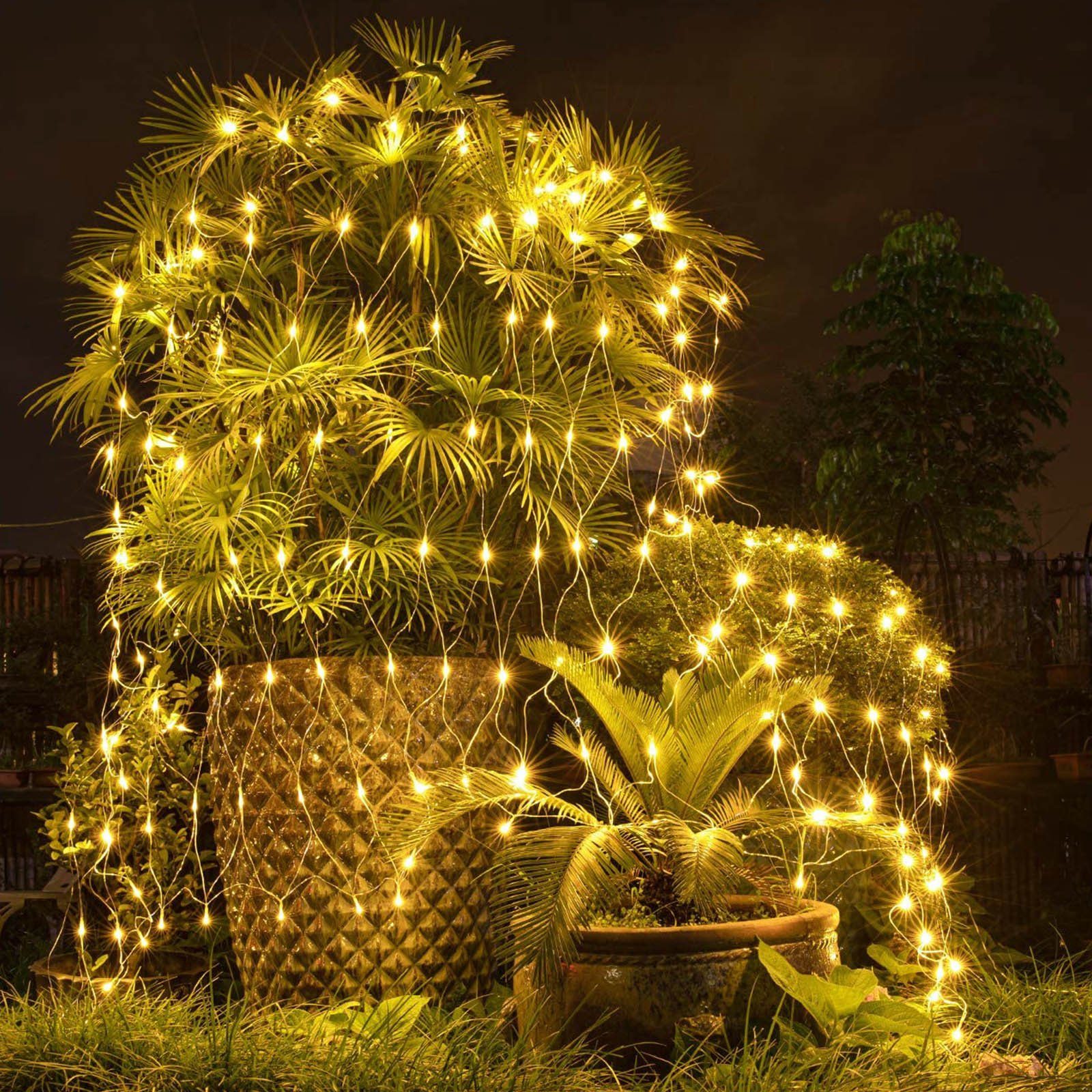 MUPOO LED-Lichternetz Ramadan Deko LED Netz Lichterkette Außen mit Fernbedienung Timer, 200-flammig