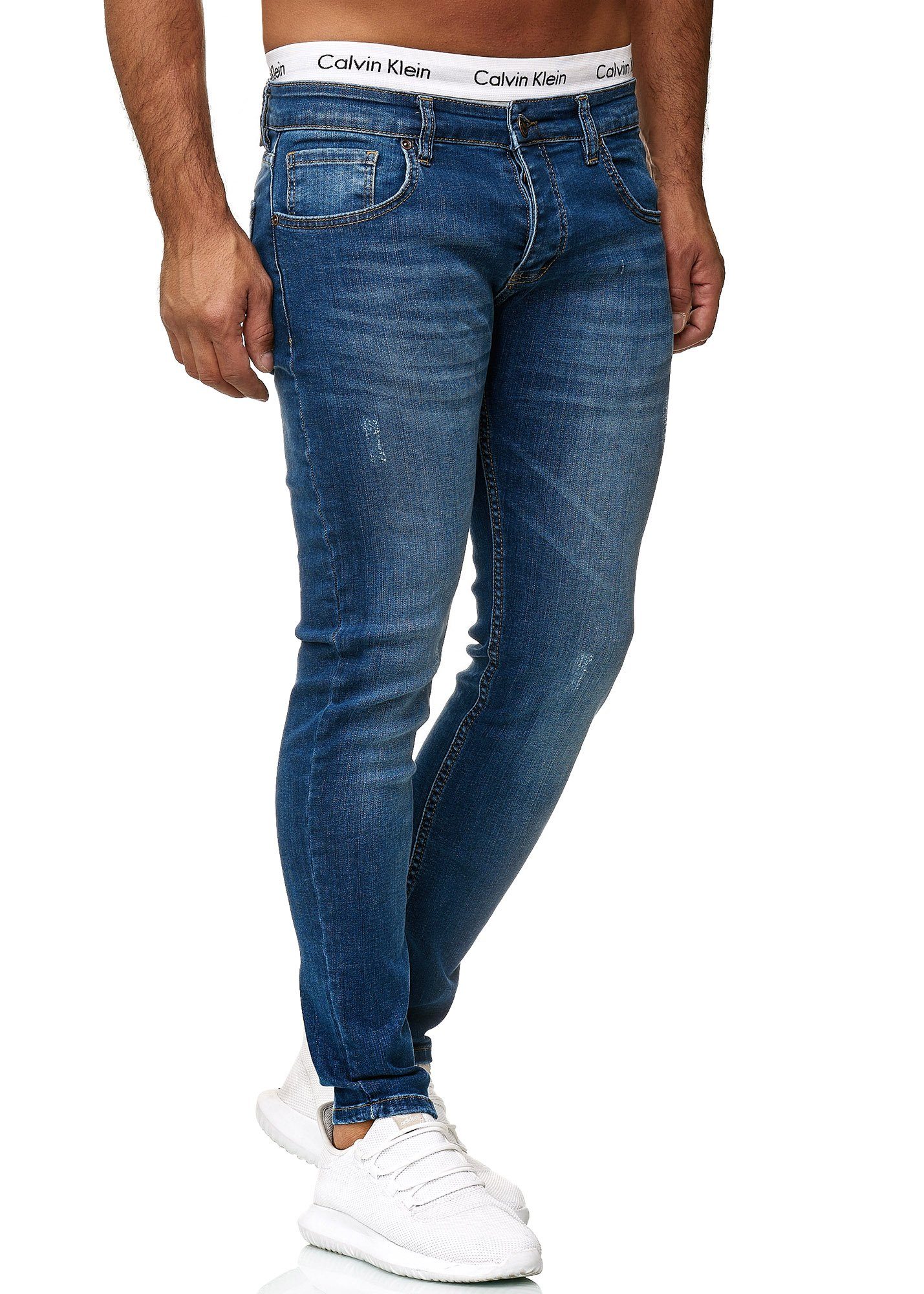 Blue Designer Code47 Jeans Fit Hose Herren Regular Light Skinny-fit-Jeans Skinny Basic Used Code47 614 Jeanshose