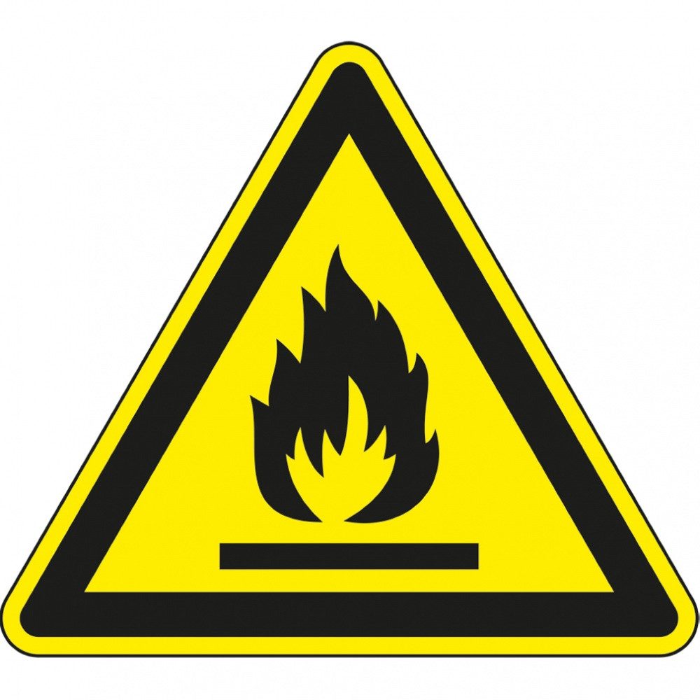 Hinweisschild Warnschild Warnung vor feuergefährlichen Stoffen, ASR/ISO, PVC, SL 100