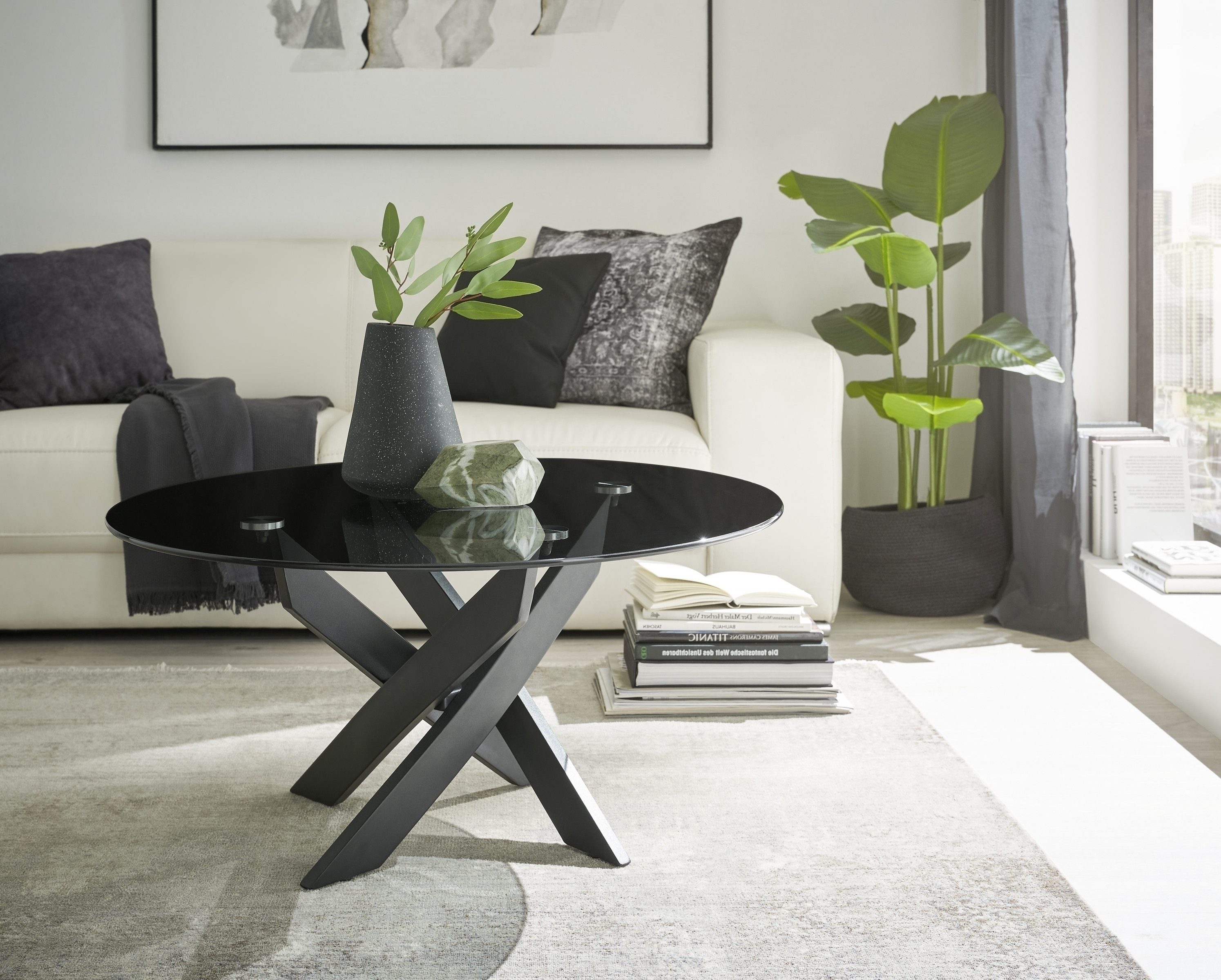 freiraum Couchtisch KOPENHAGEN, in Klarglas / schwarz - 45x80 (HxD) günstig online kaufen