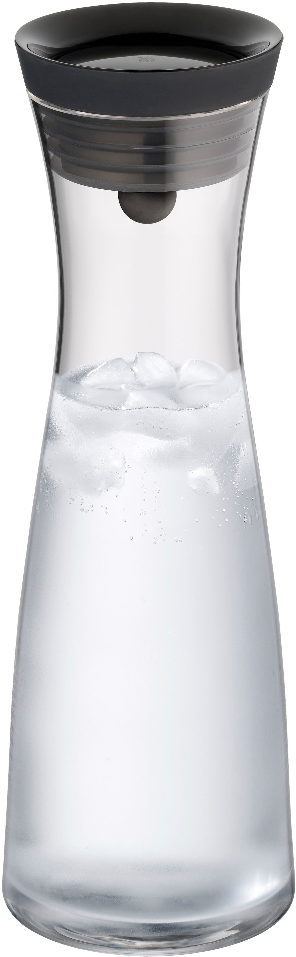 WMF Wasserkaraffe Basic für Kalt- und Warmgetränke, Silikonrand, 1 l Fassungsvermögen, Close-Up-Verschluss ink. integriertem Sieb, spülmaschinengeeignet