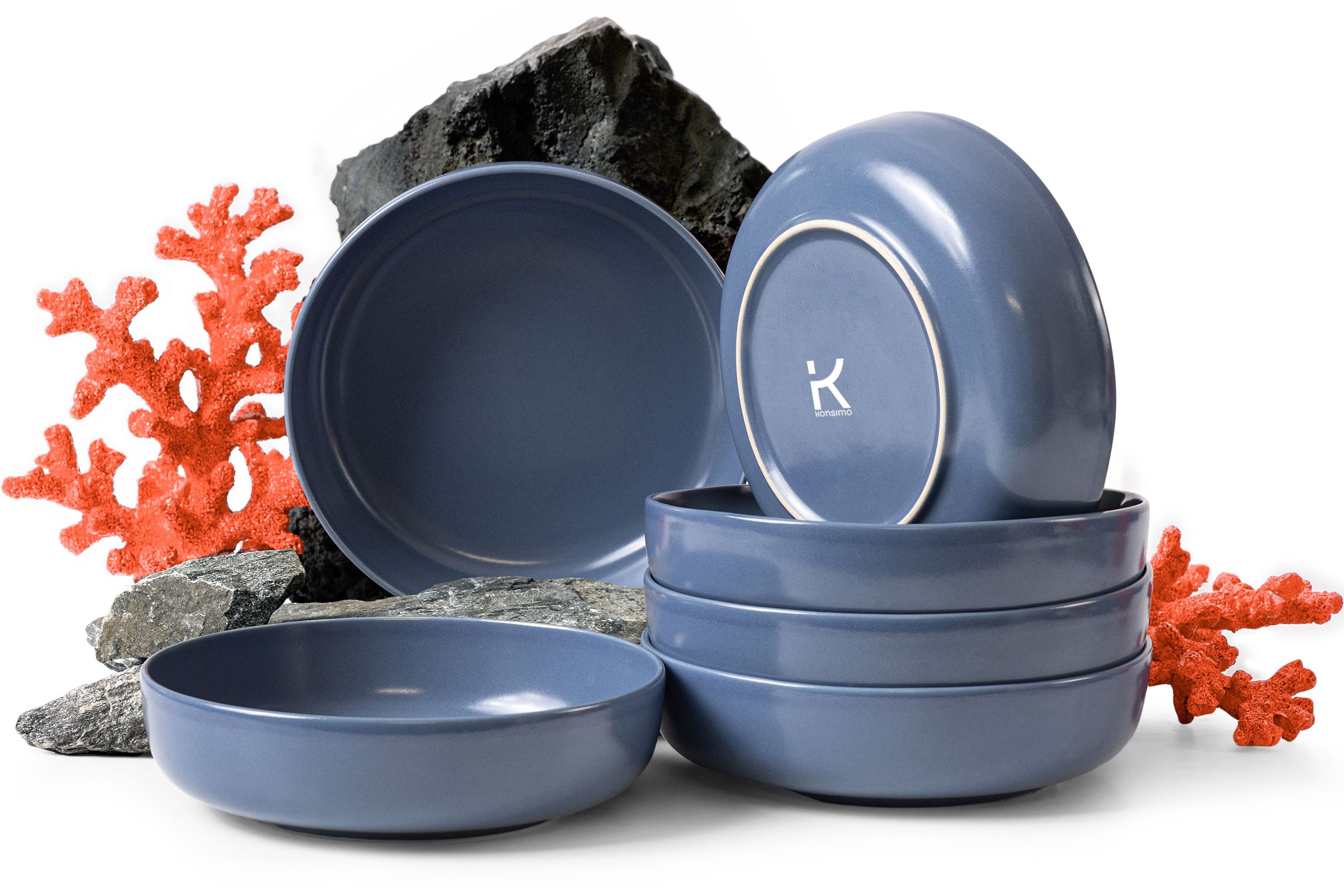 KONSIMO® Teller-Set VICTO Tafelservice hergestellt in der EU (6-tlg), 6 Personen, Steingut, spülmaschinengeeignet, mikrowellengeeignet, 6x Suppenteller